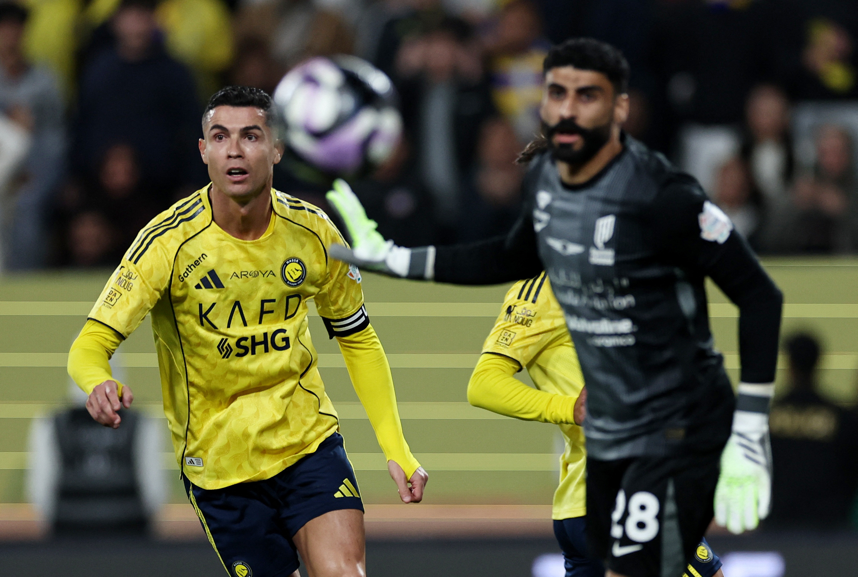 Soccer Football - Saudi Pro League - Al Nassr v Al Qadsiah - Al Awwal Park, Riyadh, Saudi Arabia - January 8, 2026 Al Nassr's Cristiano Ronaldo misses a chance to score REUTERS/Hamad I Mohammed