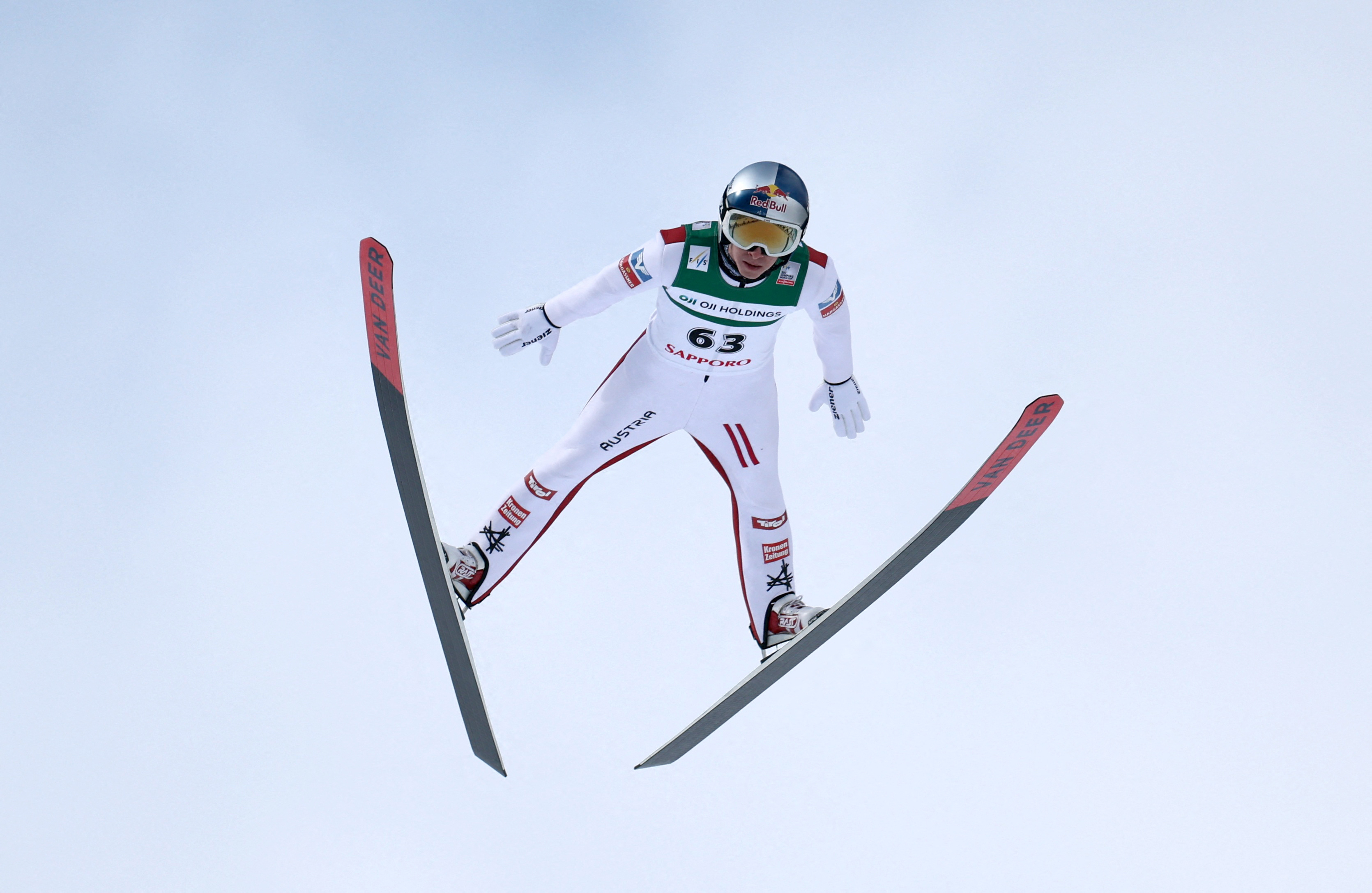 Ski Jumping - Ski Jumping World Cup - Sapporo, Japan - January 18, 2026 Austria's Daniel Tschofenig in action during the men's individual HS137 first round REUTERS/Issei Kato