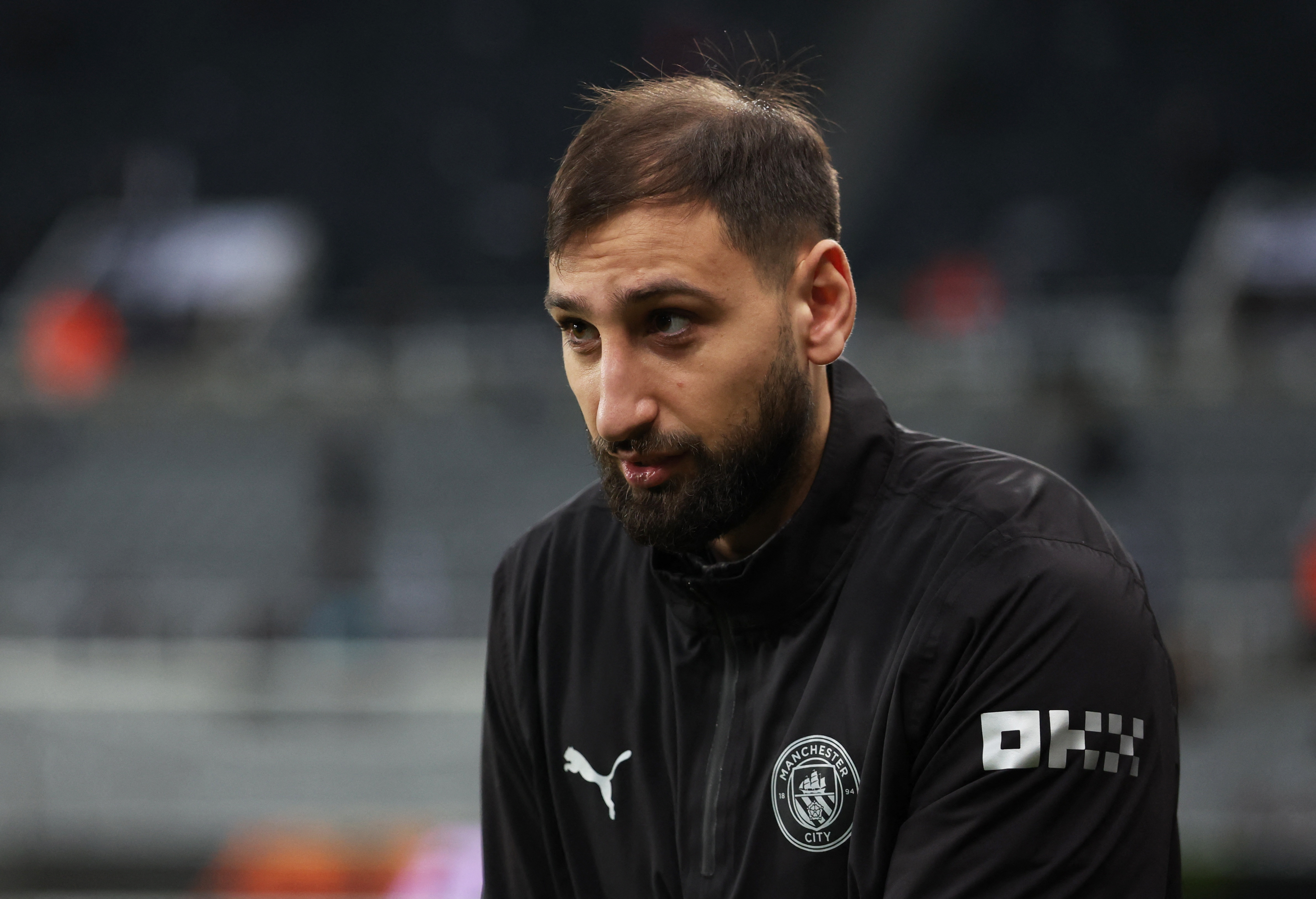 Soccer Football - Carabao Cup - Semi Final - First Leg - Newcastle United v Manchester City - St James' Park, Newcastle, Britain - January 13, 2026 Manchester City's Gianluigi Donnarumma during the warm up before the match REUTERS/Scott Heppell EDITORIAL