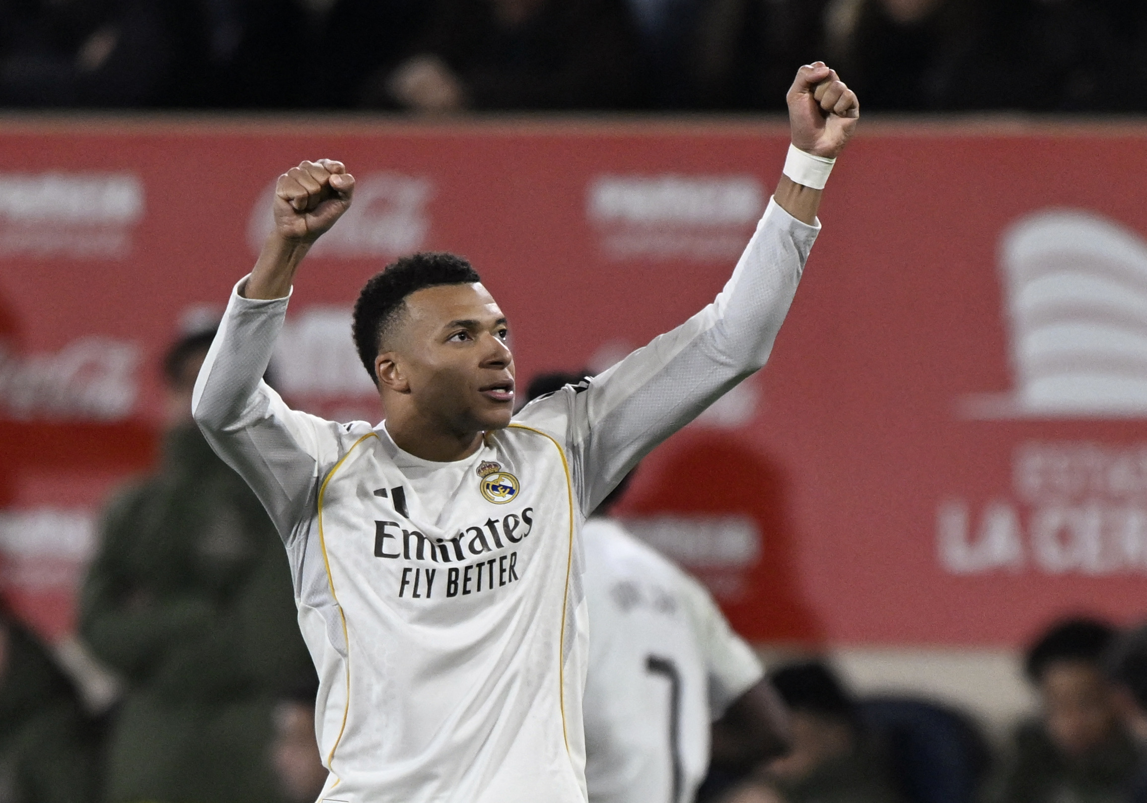 Soccer Football - LaLiga - Villarreal v Real Madrid - Estadio de la Ceramica, Villarreal, Spain - January 24, 2026 Real Madrid's Kylian Mbappe celebrates scoring their second goal REUTERS/Pablo Morano