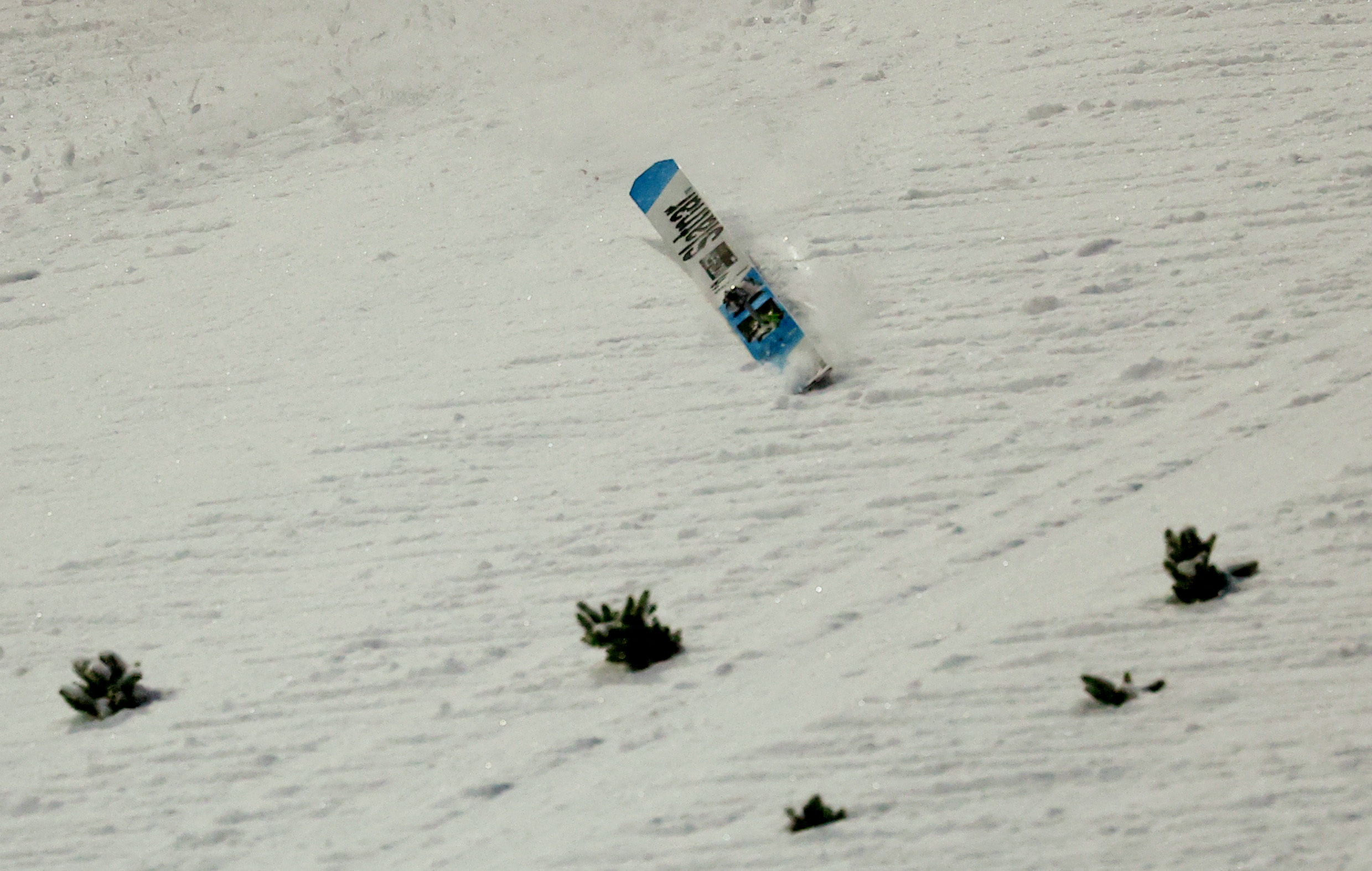 Ski Jumping - Ski Flying World Championships - Heini-Klopfer Ski Flying Hill, Oberstdorf, Germany - January 25, 2026  General view of Slovenia's Domen Prevc's ski during the men's team HS235 first round REUTERS/Kai Pfaffenbach