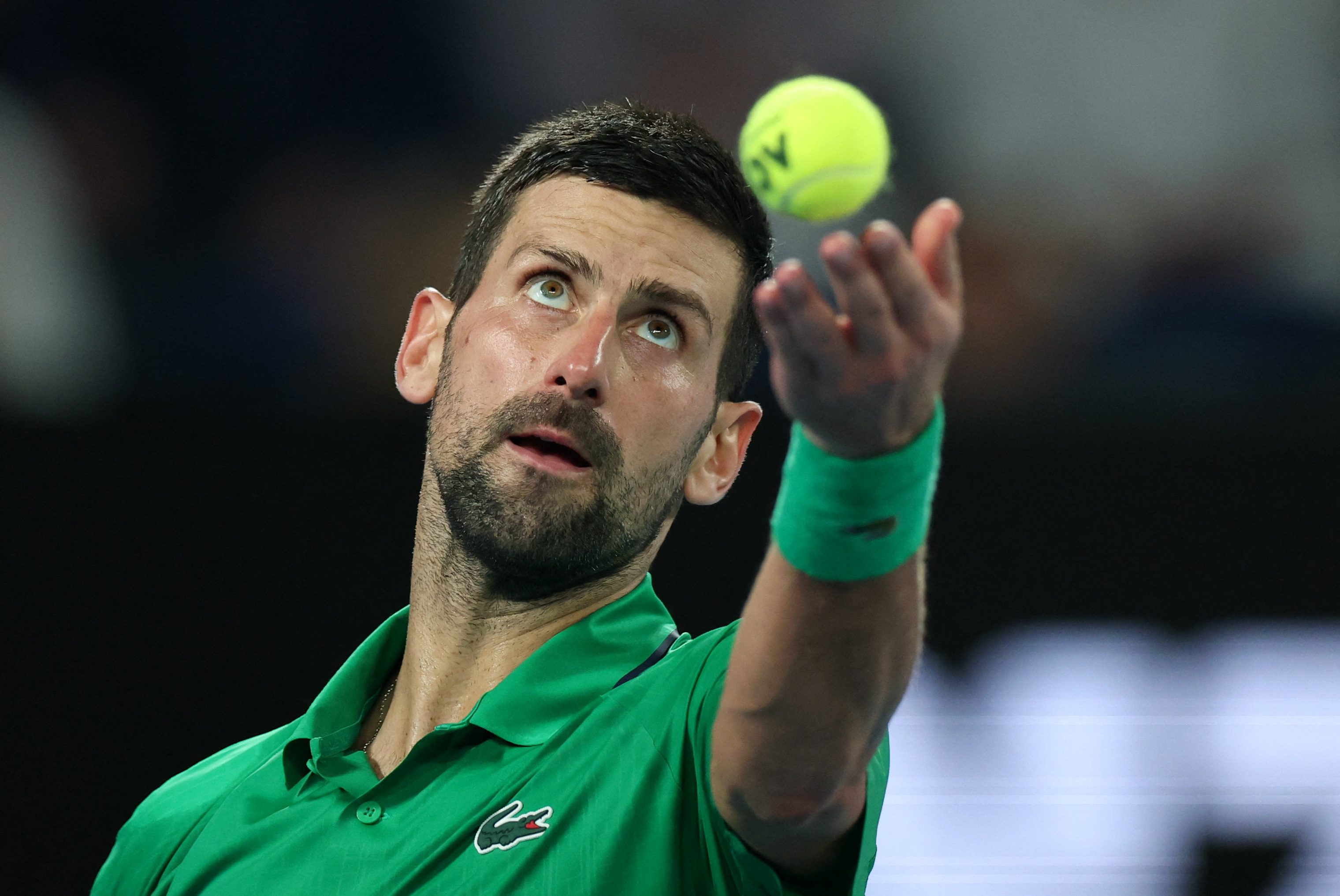 Tennis - Australian Open - Melbourne Park, Melbourne, Australia - January 30, 2026 Serbia's Novak Djokovic in action during his semi final match against Italy's Jannik Sinner REUTERS/Edgar Su