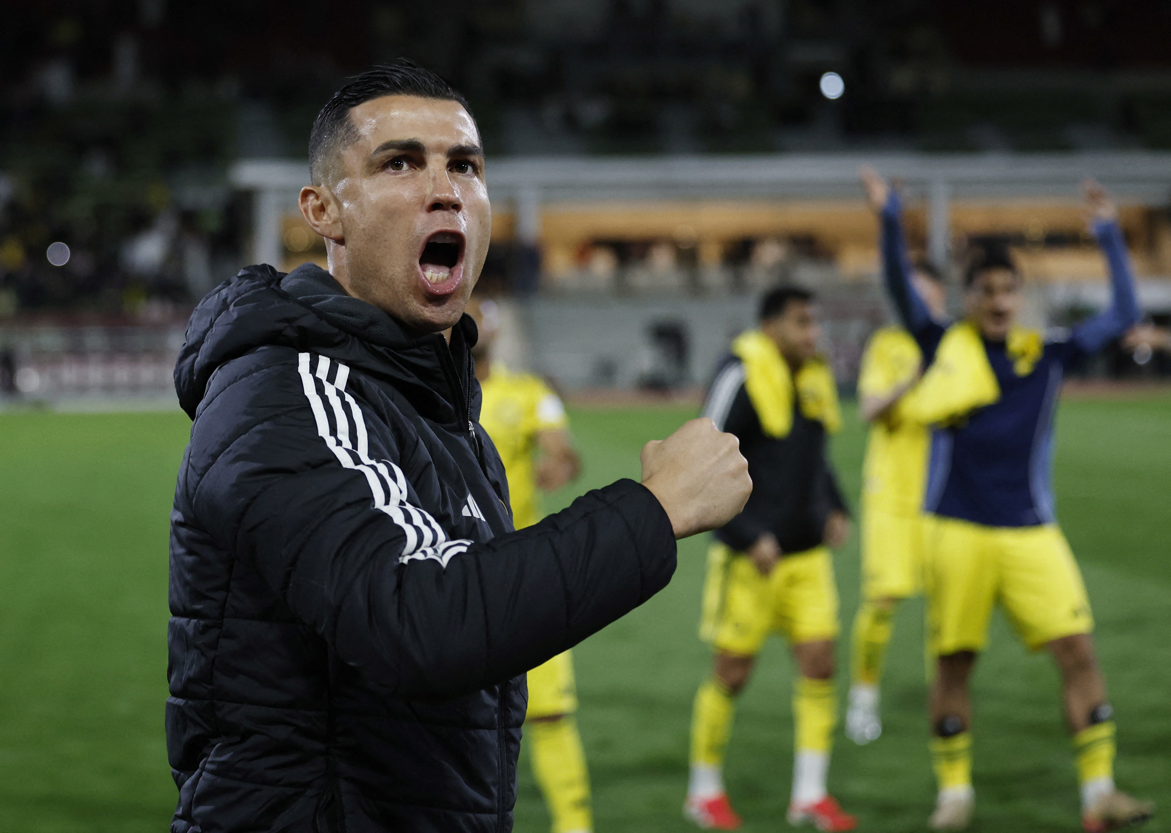 Soccer Football - Saudi Pro League - Al Najma v Al Nassr - King Abdullah Sport City Stadium, Jeddah, Saudi Arabia - February 25, 2026 Al Nassr's Cristiano Ronaldo celebrates after the match REUTERS/Hamad I Mohammed
