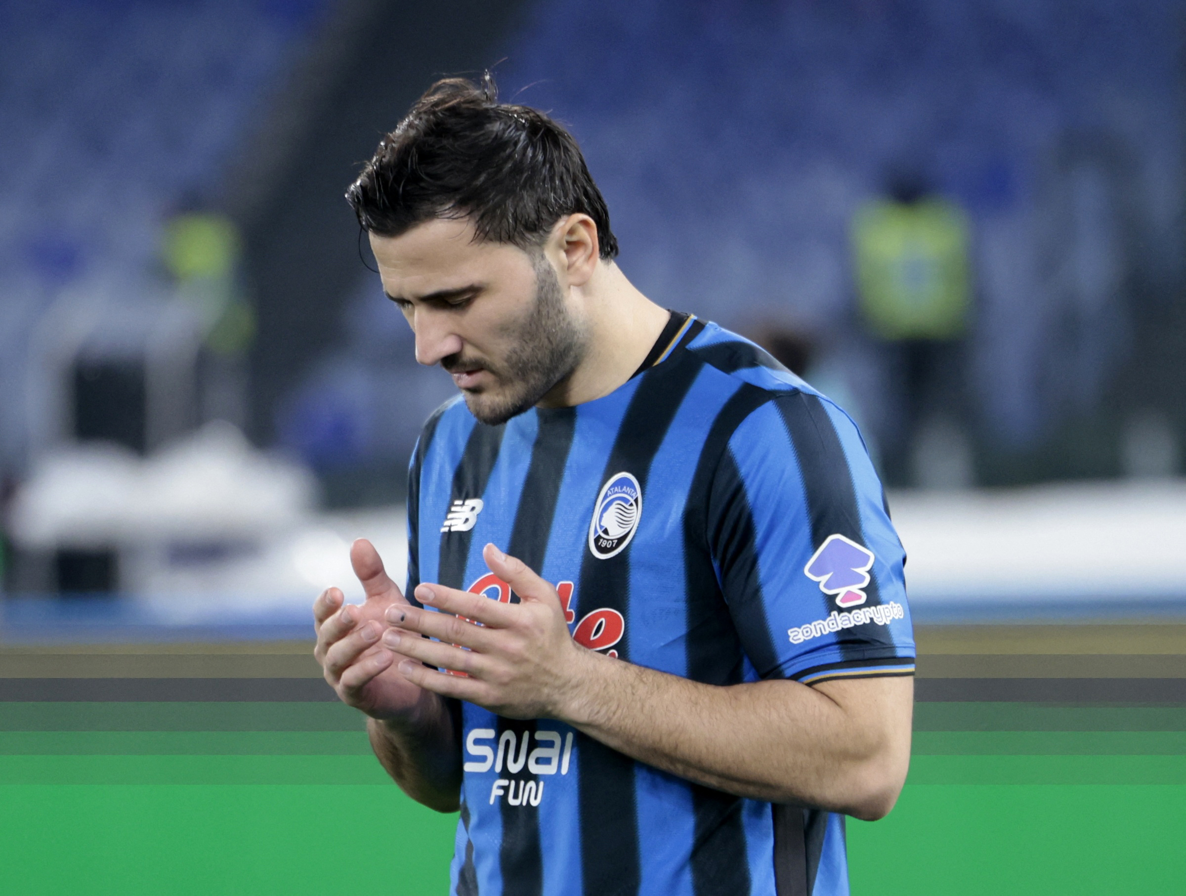 Soccer Football - Coppa Italia - Semi Final - First Leg - Lazio v Atalanta - Stadio Olimpico, Rome, Italy - March 4, 2026 Atalanta's Sead Kolasinac reacts before Kolašinacž