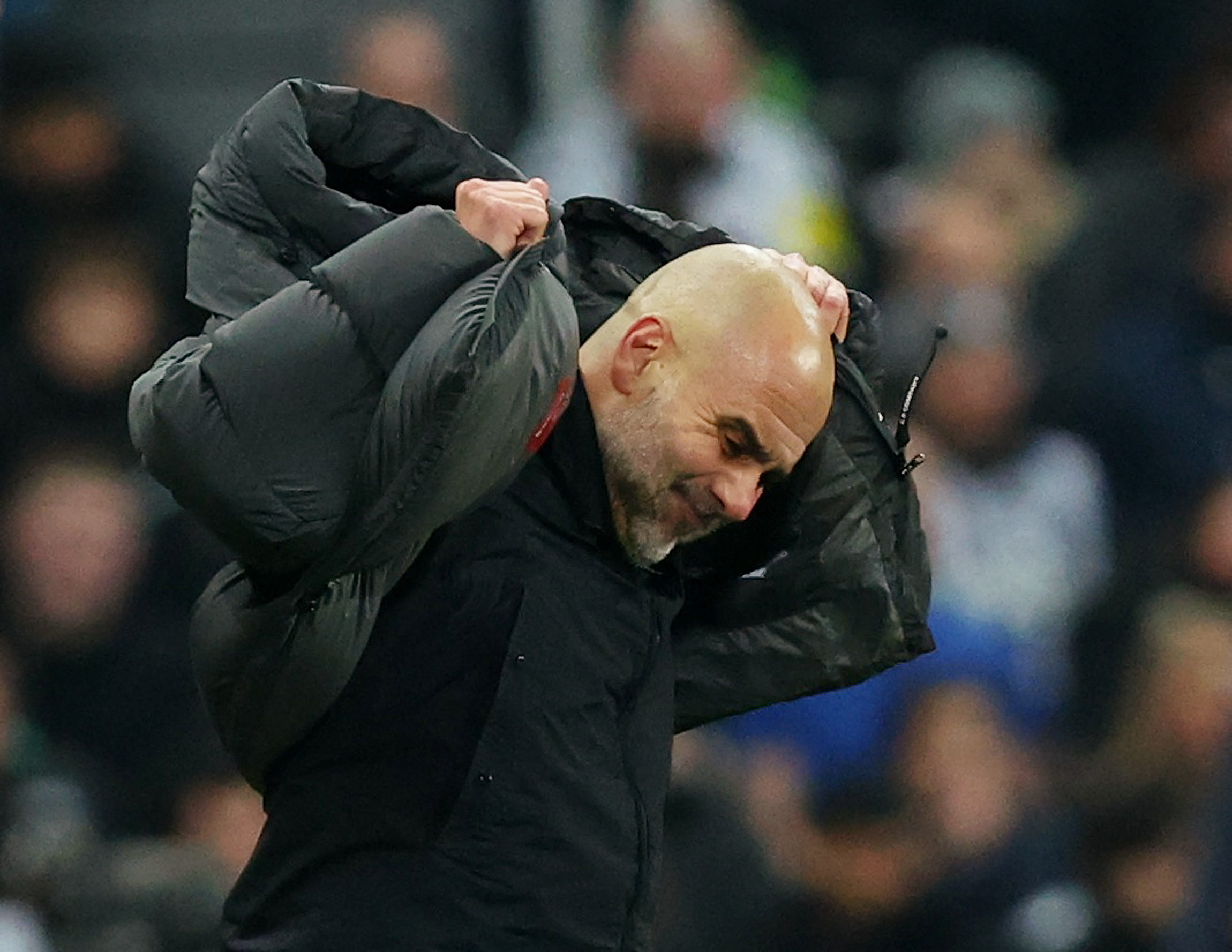 Soccer Football - FA Cup - Fifth Round - Newcastle United v Manchester City - St James' Park, Newcastle, Britain - March 7, 2026  Manchester City manager Pep Guardiola reacts Action Images via Reuters/Craig Brough