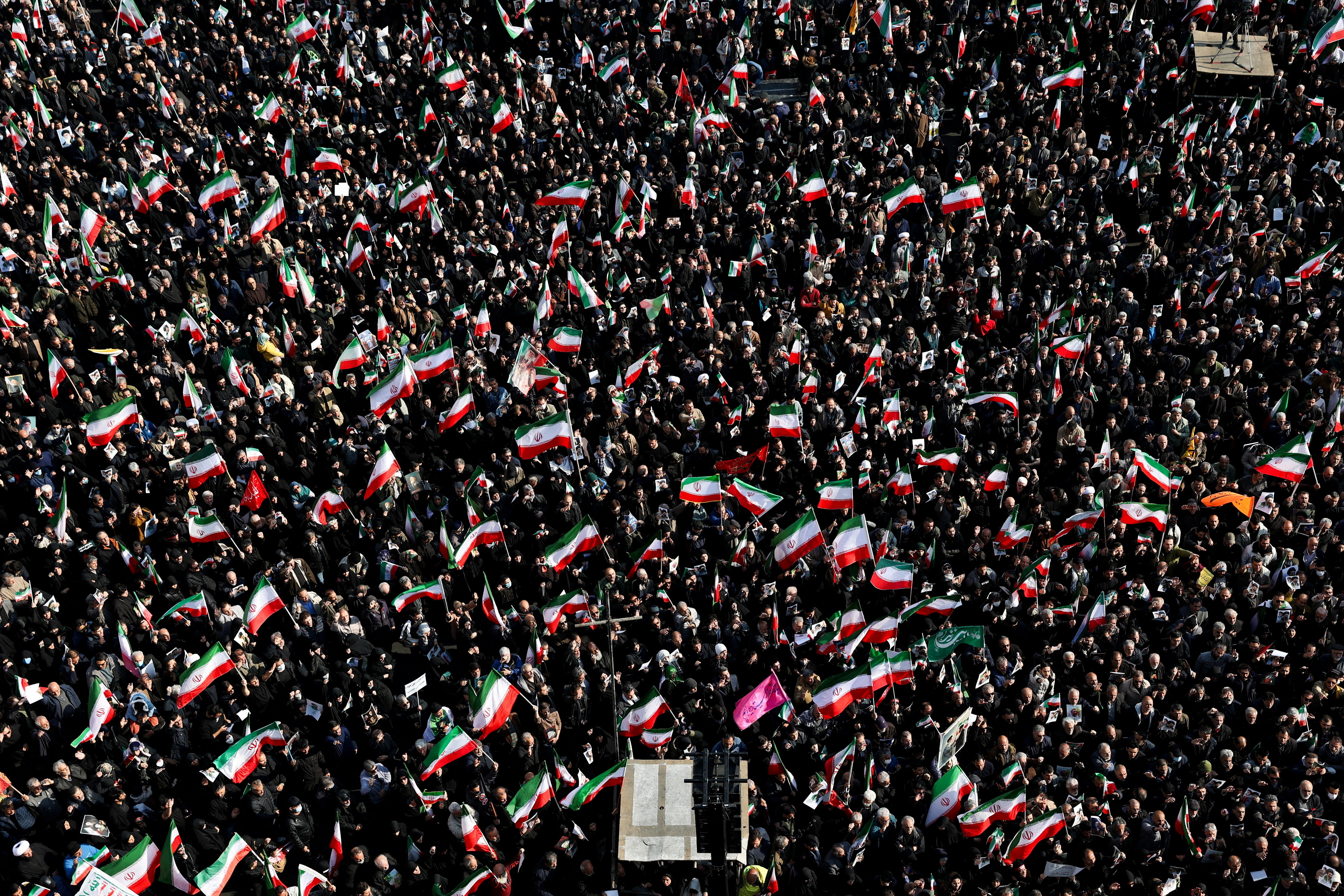 People attend a gathering to support Iran's new supreme leader Mojtaba Khamenei