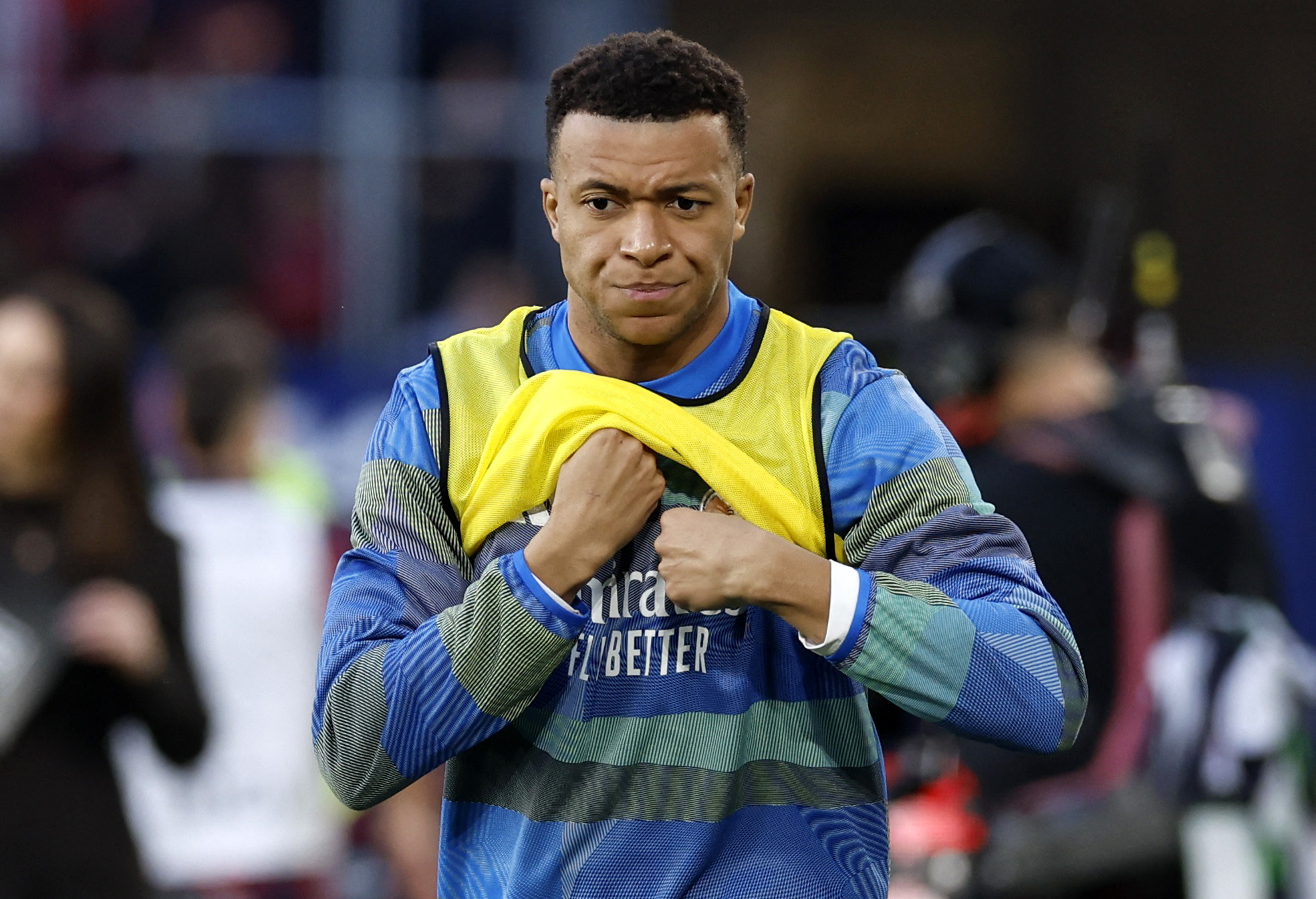 2026-02-Soccer Football - LaLiga - Osasuna v Real Madrid - El Sadar Stadium, Pamplona, Spain - February 21, 2026 Real Madrid's Kylian Mbappe during the warm up before the match REUTERS/Vincent West-SPAIN-OSA-RMA