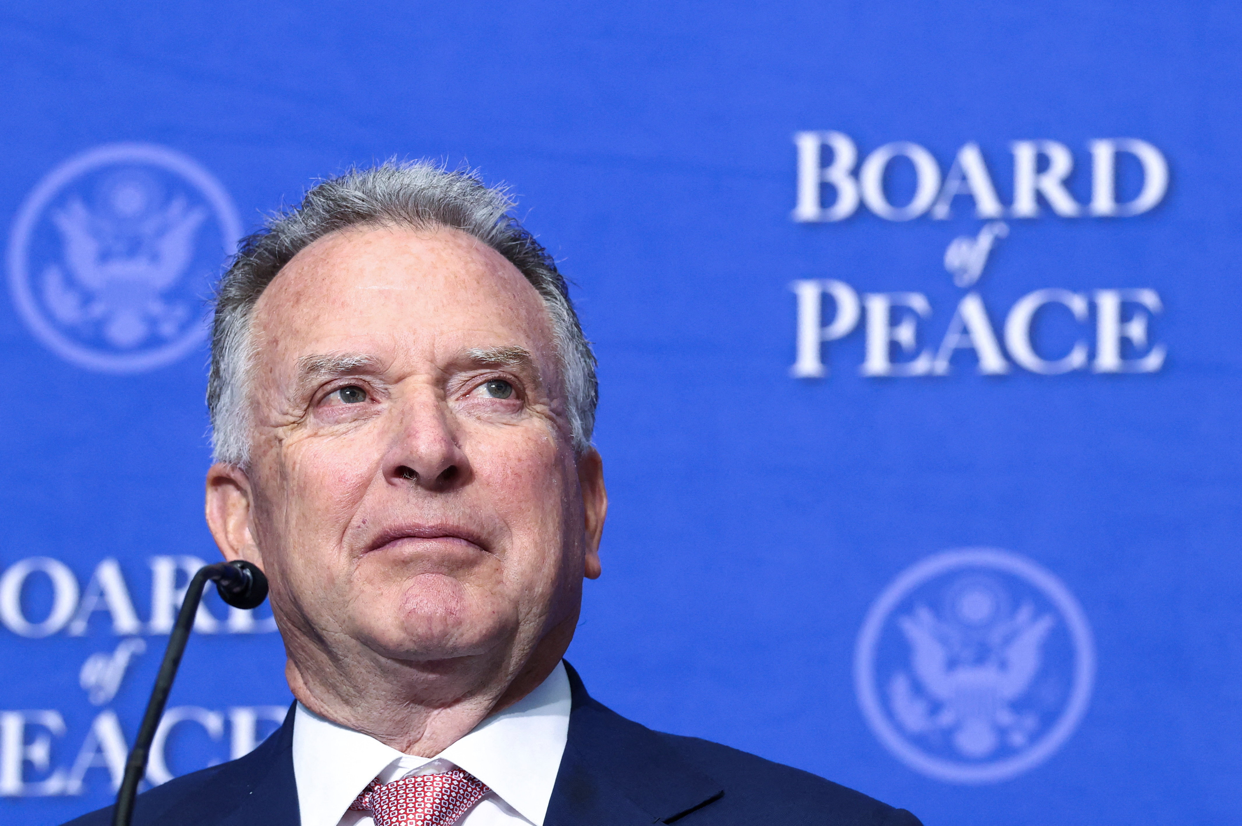 U.S. Special Envoy Steve Witkoff listens as U.S President Donald Trump