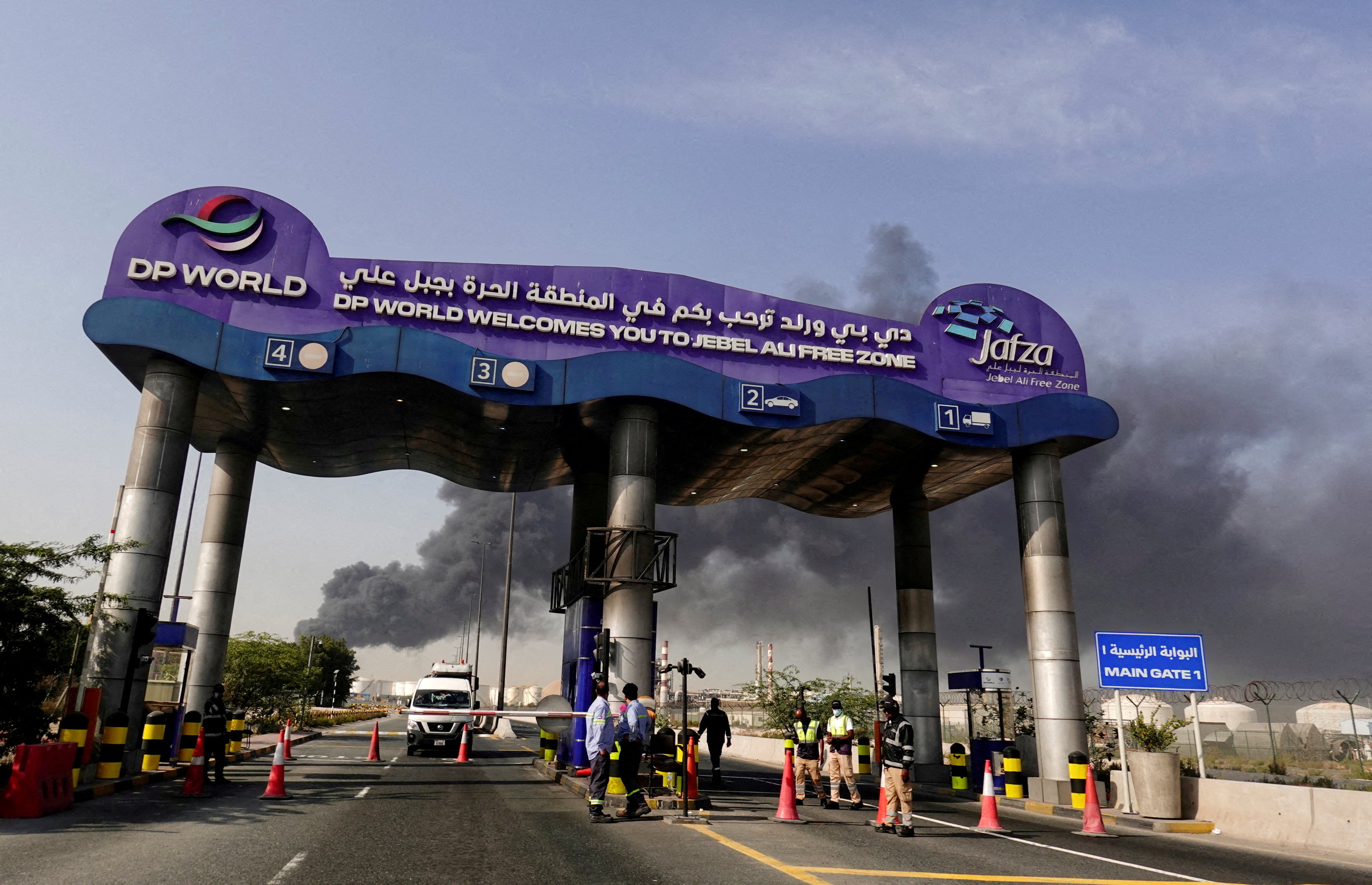 Smoke billows from Jebel Ali port after an Iranian attack March 1, 2026. REUTERS/Amr Alfik/File Photo