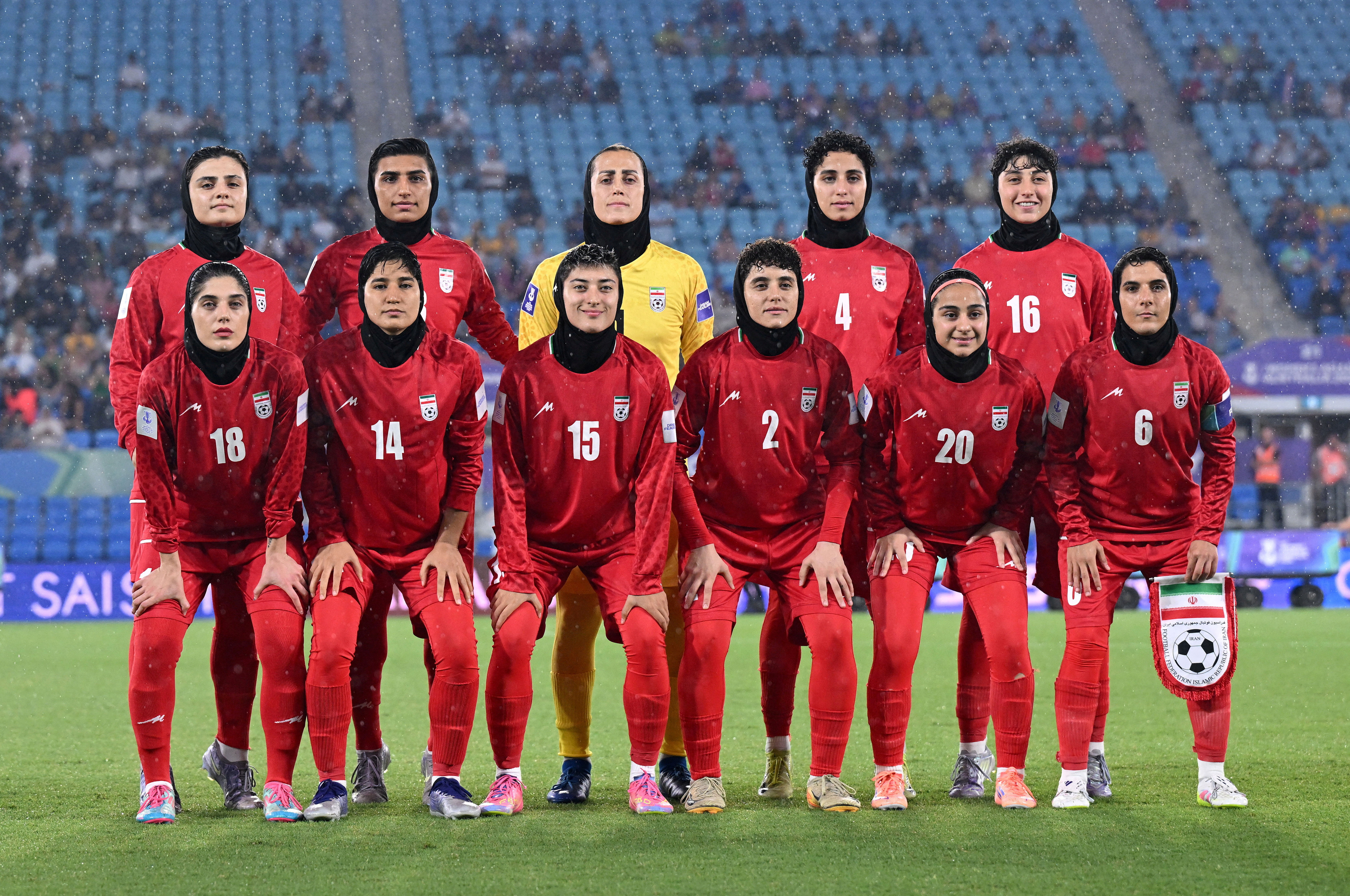 Iran players pose prior to the AFC Women’s Asian Cup Group A match between