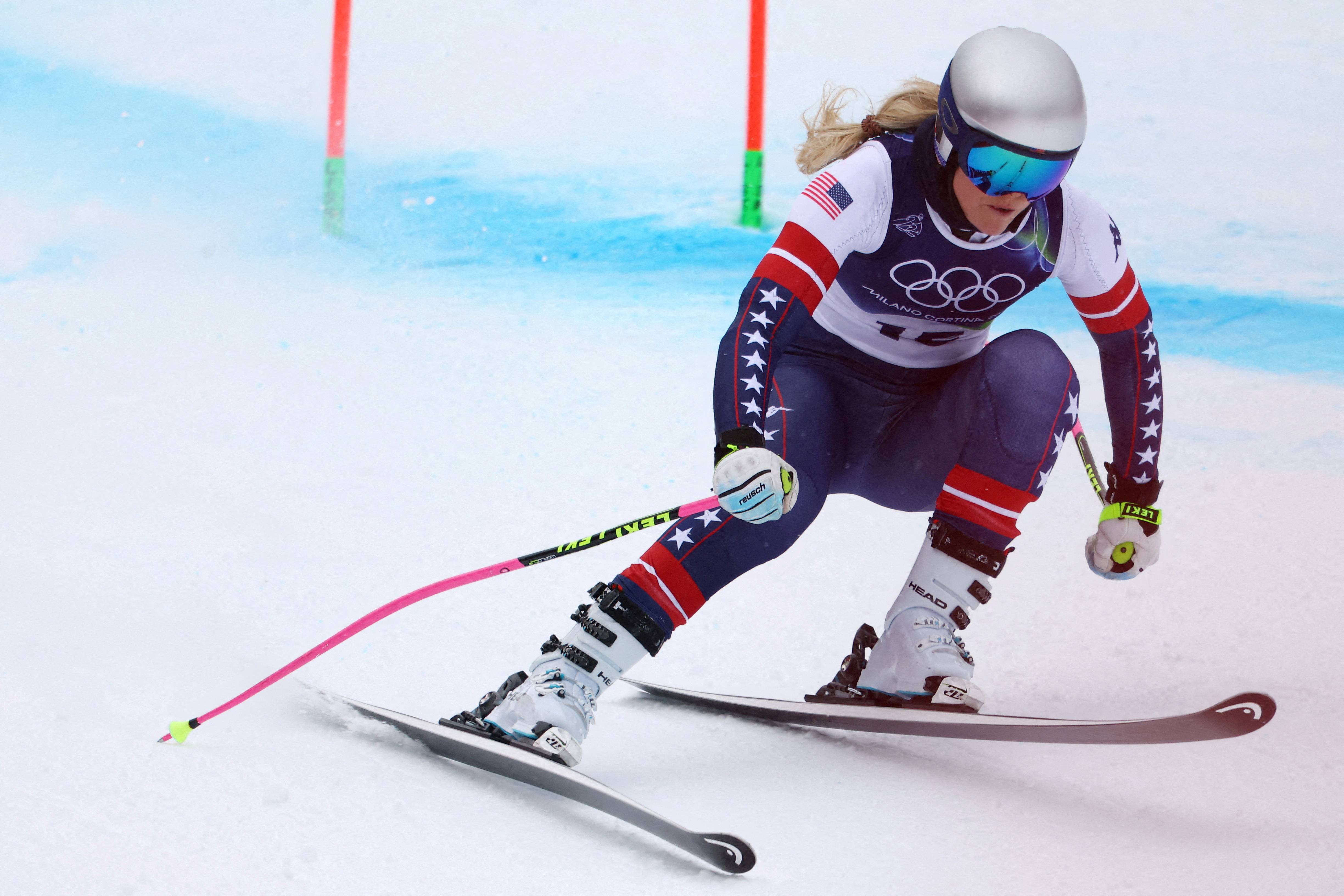 FILE PHOTO: Milano Cortina 2026 Olympics - Alpine Skiing - Women's Downhill 3rd Official Training - Tofane Alpine Skiing Centre, Belluno, Italy - February 07, 2026.  Lindsey Vonn of United States in action during training REUTERS/Lisi Niesner/File Photo/F