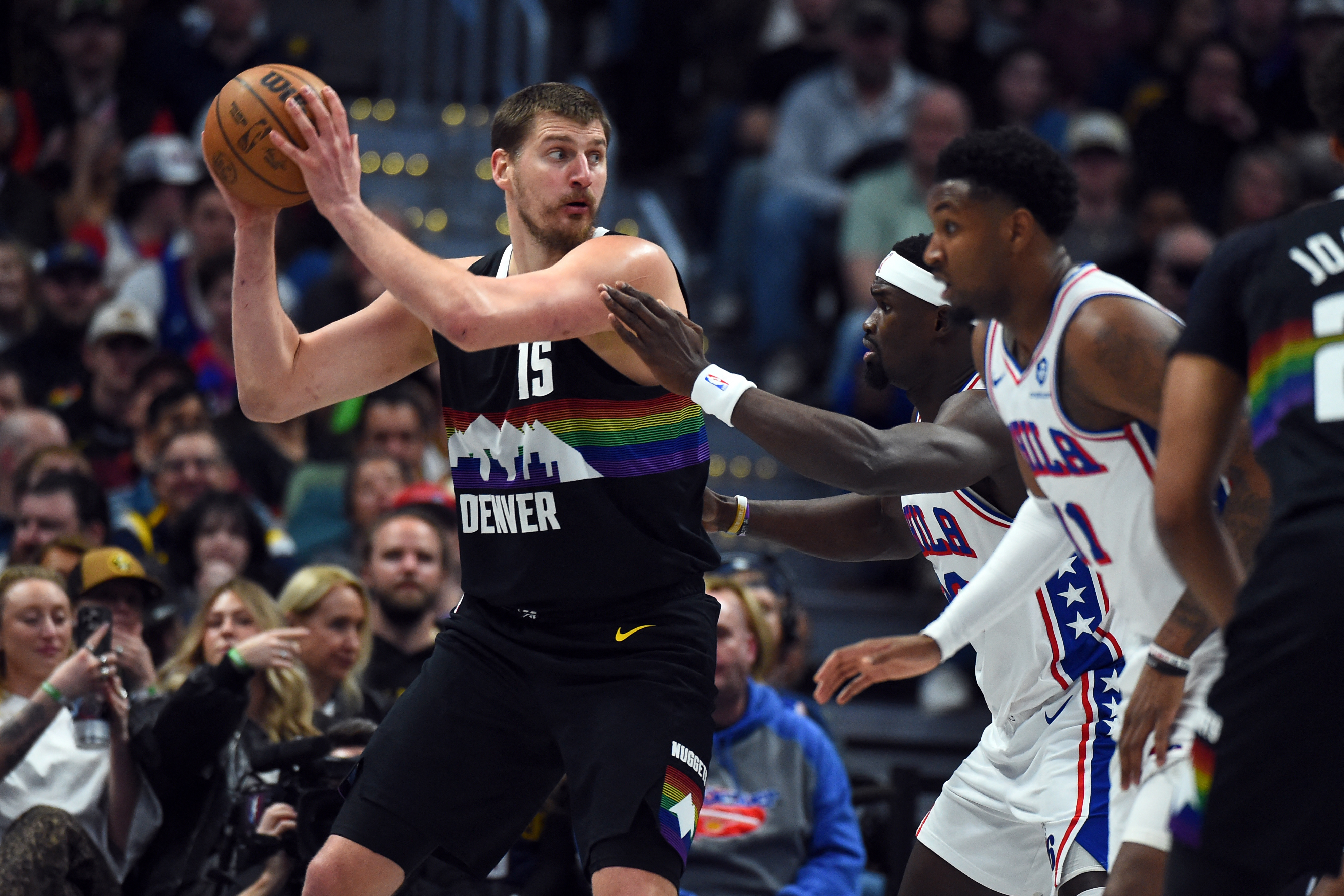 Mar 17, 2026; Denver, Colorado, USA; Denver Nuggets center Nikola Jokic (15)