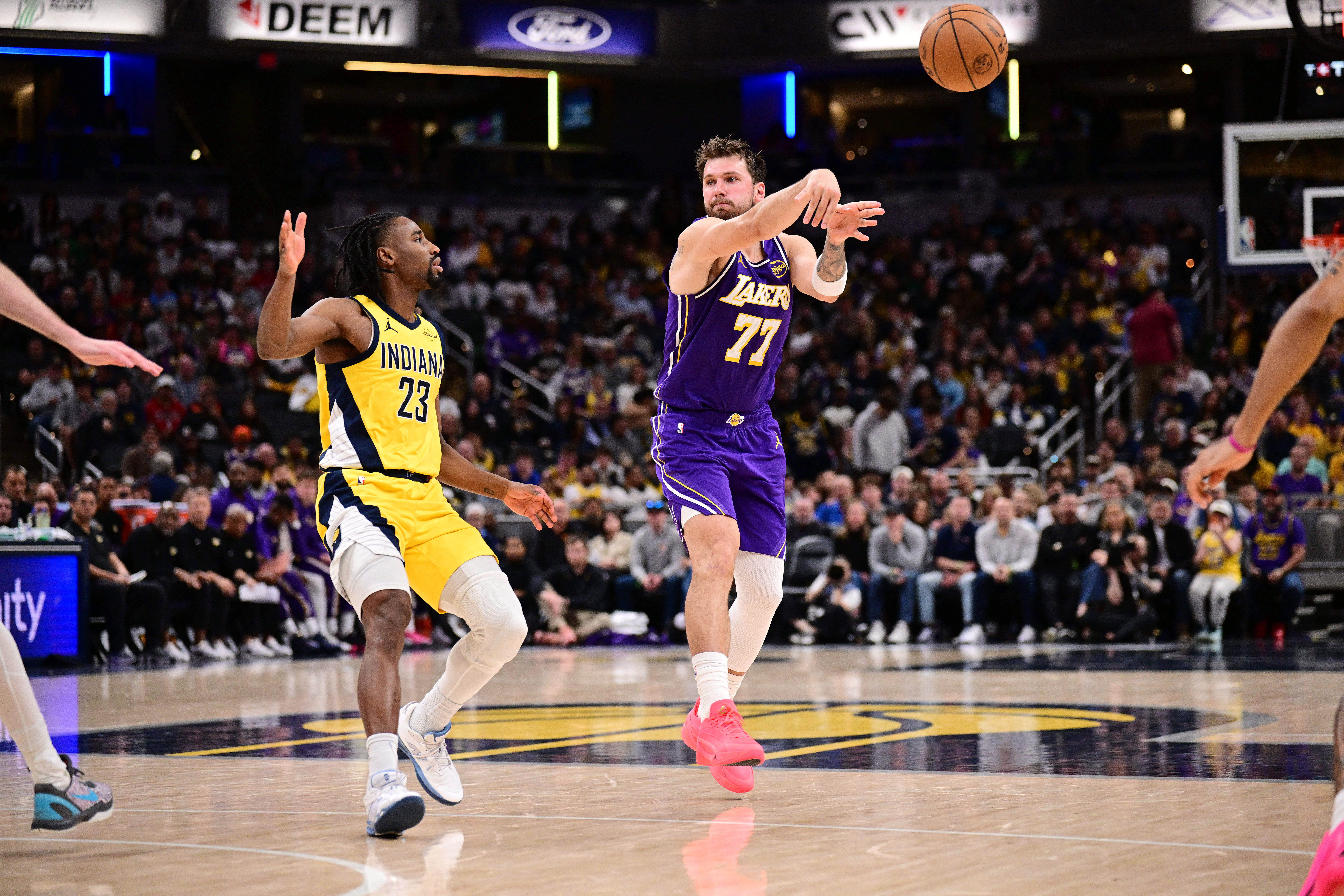 Mar 25, 2026; Indianapolis, Indiana, USA;  Los Angeles Lakers guard Luka Doncic