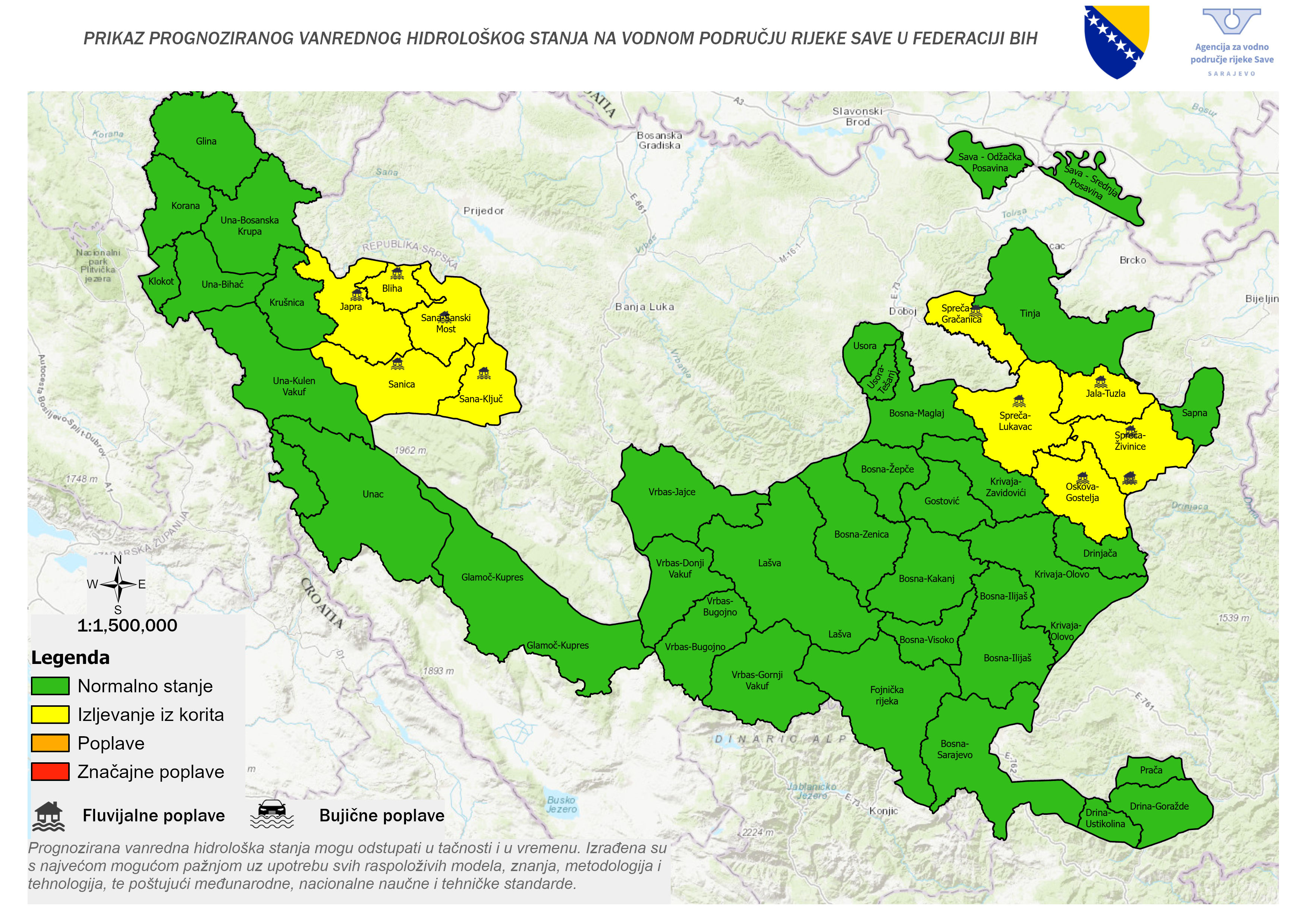 Agencija za vodno područje rijeke Save izdala vanredno upozorenje na an 27.3.2026.