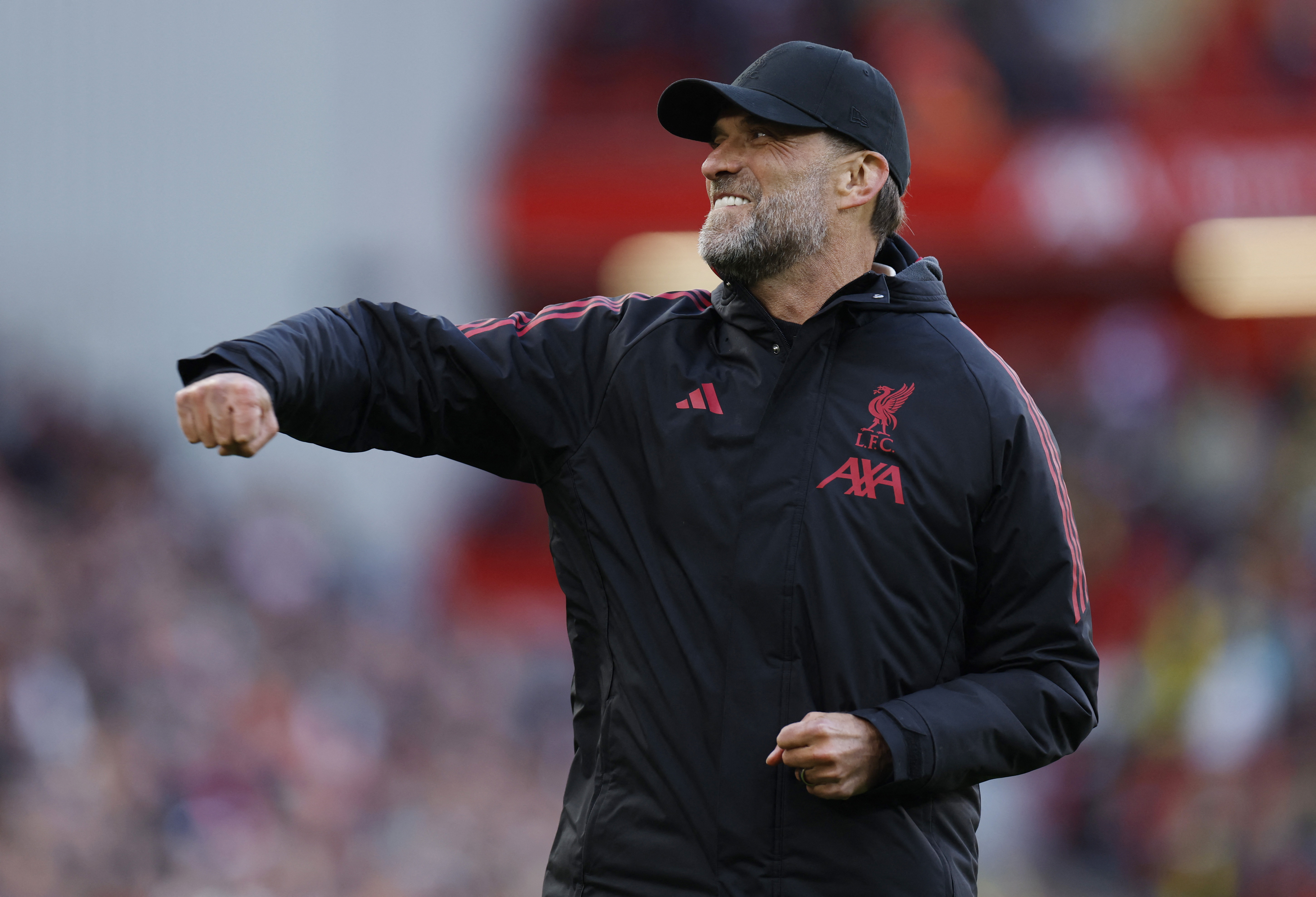 Soccer Football - Friendly Match - Liverpool Legends v Borussia Dortmund Legends - Anfield, Liverpool, Britain - March 28, 2026 Liverpool Legends' Juergen Klopp reacts after the match Action Images via Reuters/Jason Cairnduff