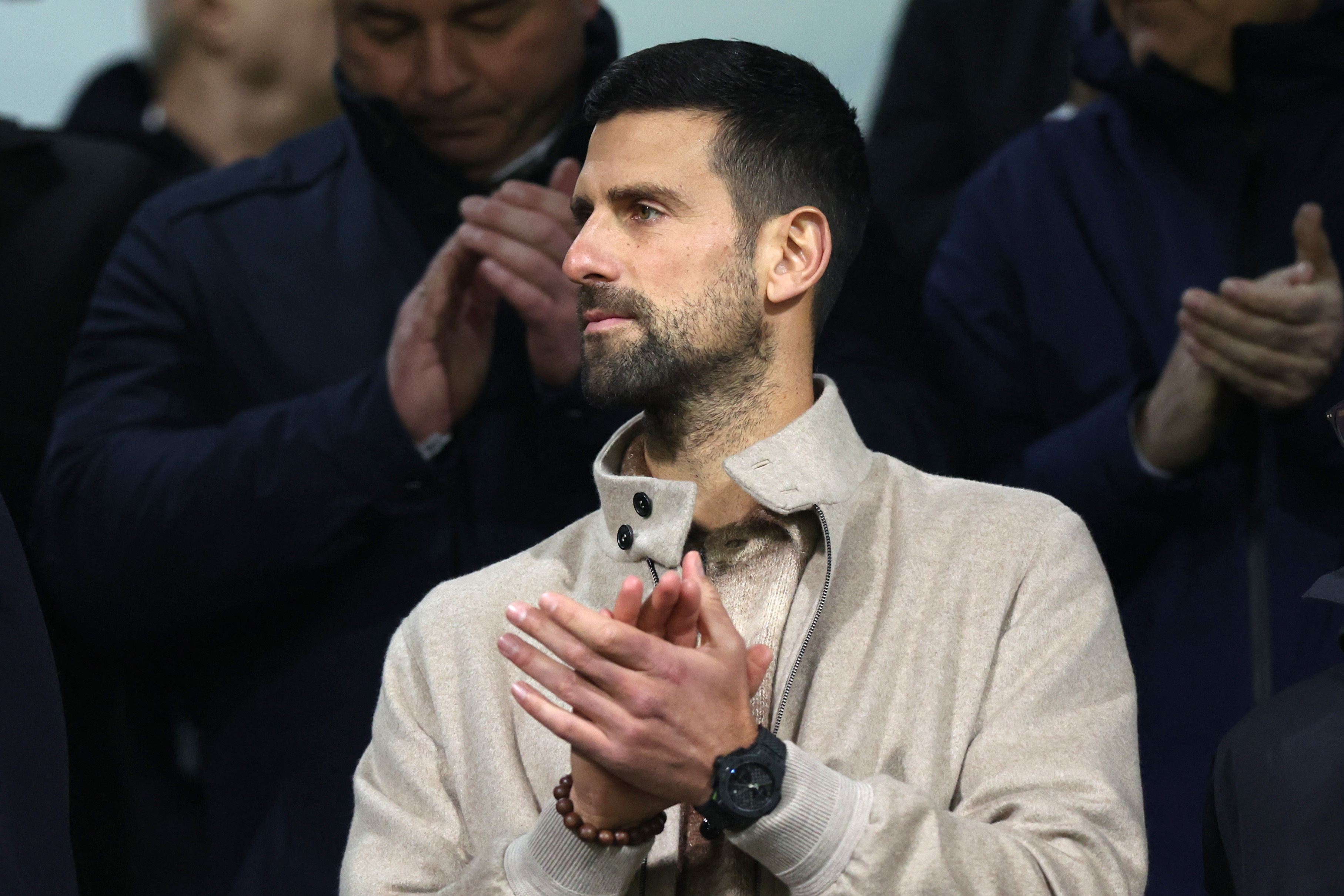 Soccer Football - FIFA World Cup - UEFA Qualifiers - Finals - Bosnia and Herzegovina v Italy - Bilino Polje Stadium, Zenica, Bosnia and Herzegovina - March 31, 2026 Tennis player Novak Djokovic in the stands before the match REUTERS/Amel Emric
