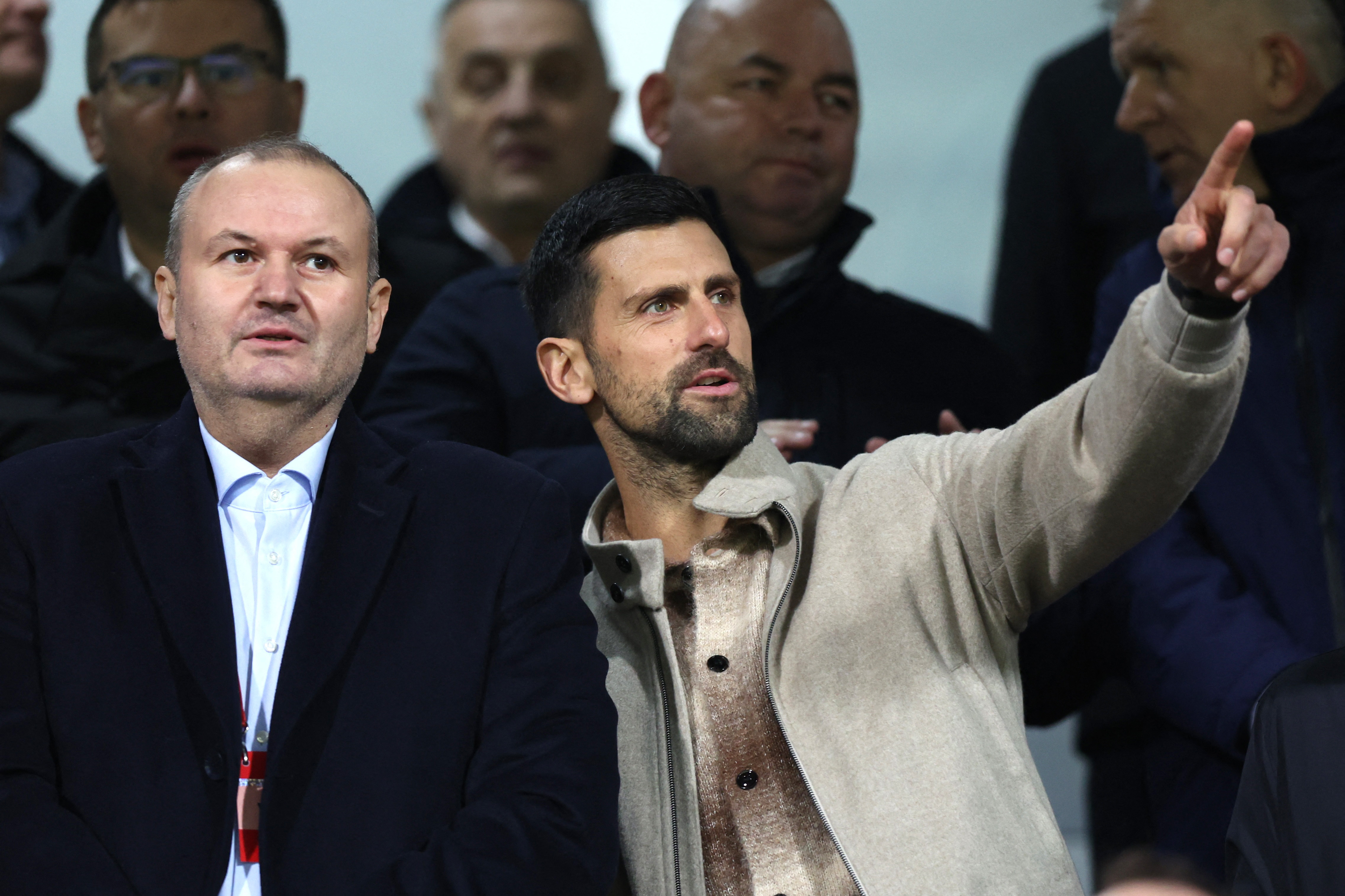 Soccer Football - FIFA World Cup - UEFA Qualifiers - Finals - Bosnia and Herzegovina v Italy - Bilino Polje Stadium, Zenica, Bosnia and Herzegovina - March 31, 2026 Tennis player Novak Djokovic in the stands before the match REUTERS/Amel Emric