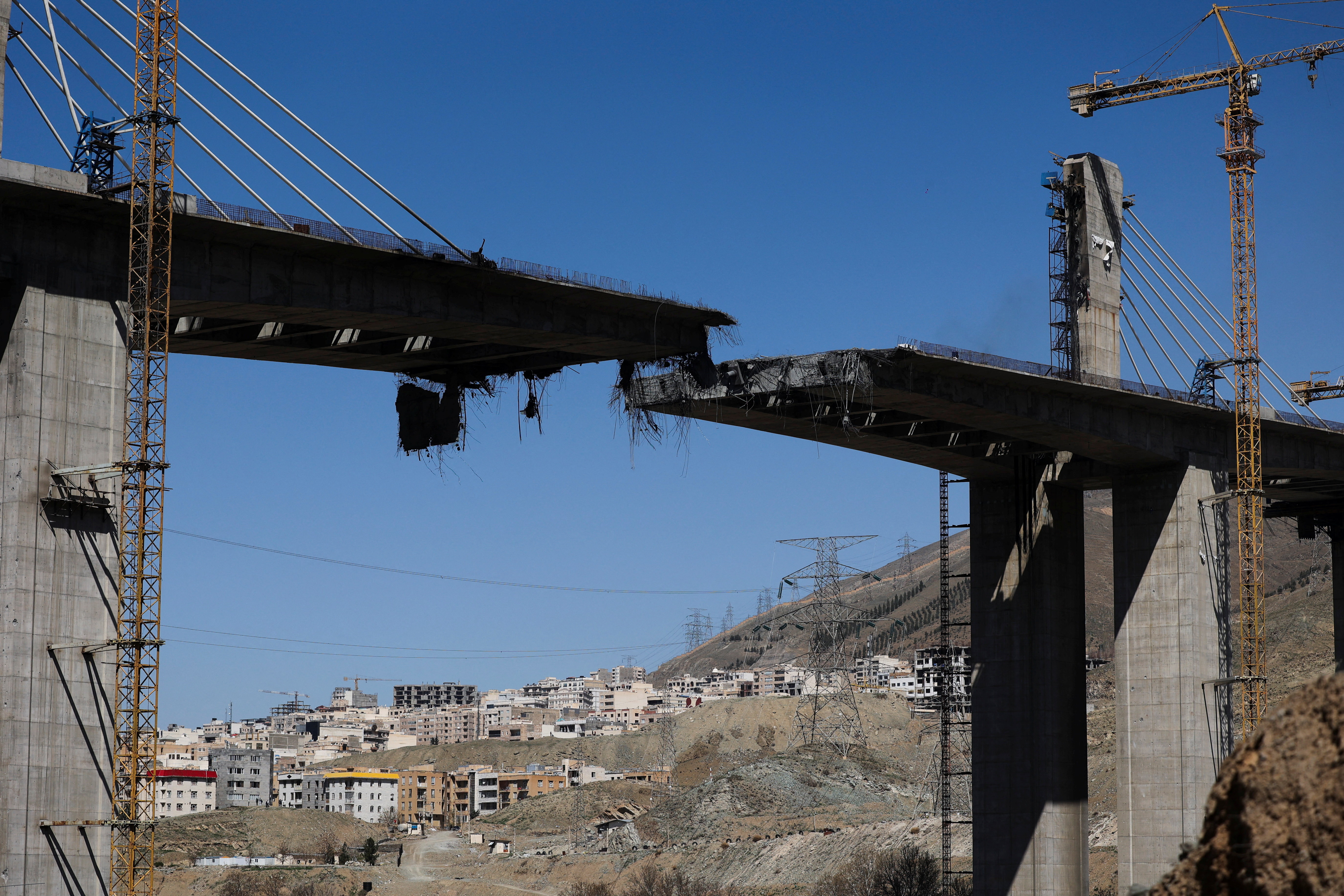 The B1 bridge damaged by a strike, as the U.S.-Israeli conflict with Iran continues, in Karaj, Iran, April 3, 2026. Majid Asgaripour/WANA (West Asia News Agency) via REUTERS ATTENTION EDITORS - THIS PICTURE WAS PROVIDED BY A THIRD PARTY