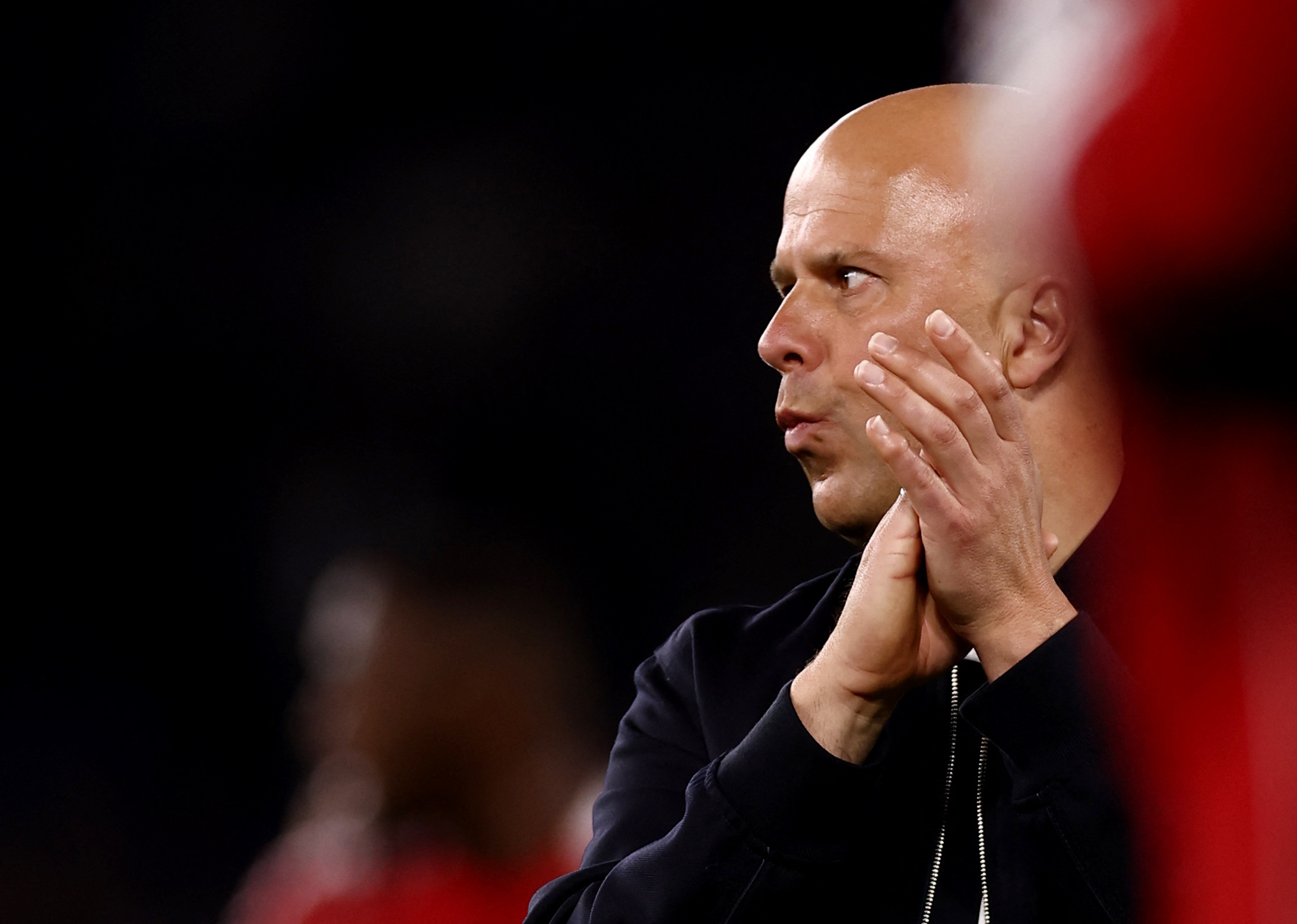 Soccer Football - UEFA Champions League - Quarter Final - First Leg - Paris St Germain v Liverpool - Parc des Princes, Paris, France - April 8, 2026 Liverpool manager Arne Slot looks dejected after the match Action Images via Reuters/Lee Smith