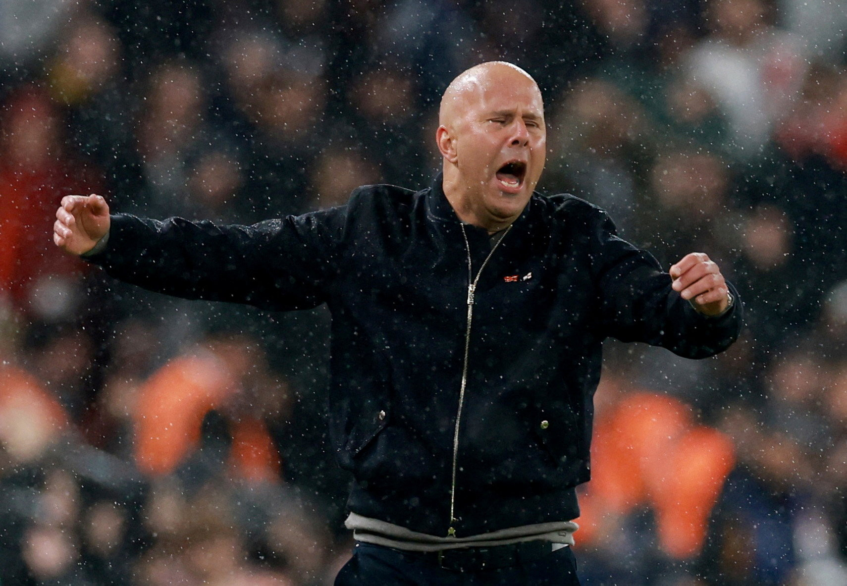 Soccer Football - UEFA Champions League - Quarter Final - Second Leg - Liverpool v Paris St Germain - Anfield, Liverpool, Britain - April 14, 2026 Liverpool manager Arne Slot reacts REUTERS/Phil Noble     TPX IMAGES OF THE DAY