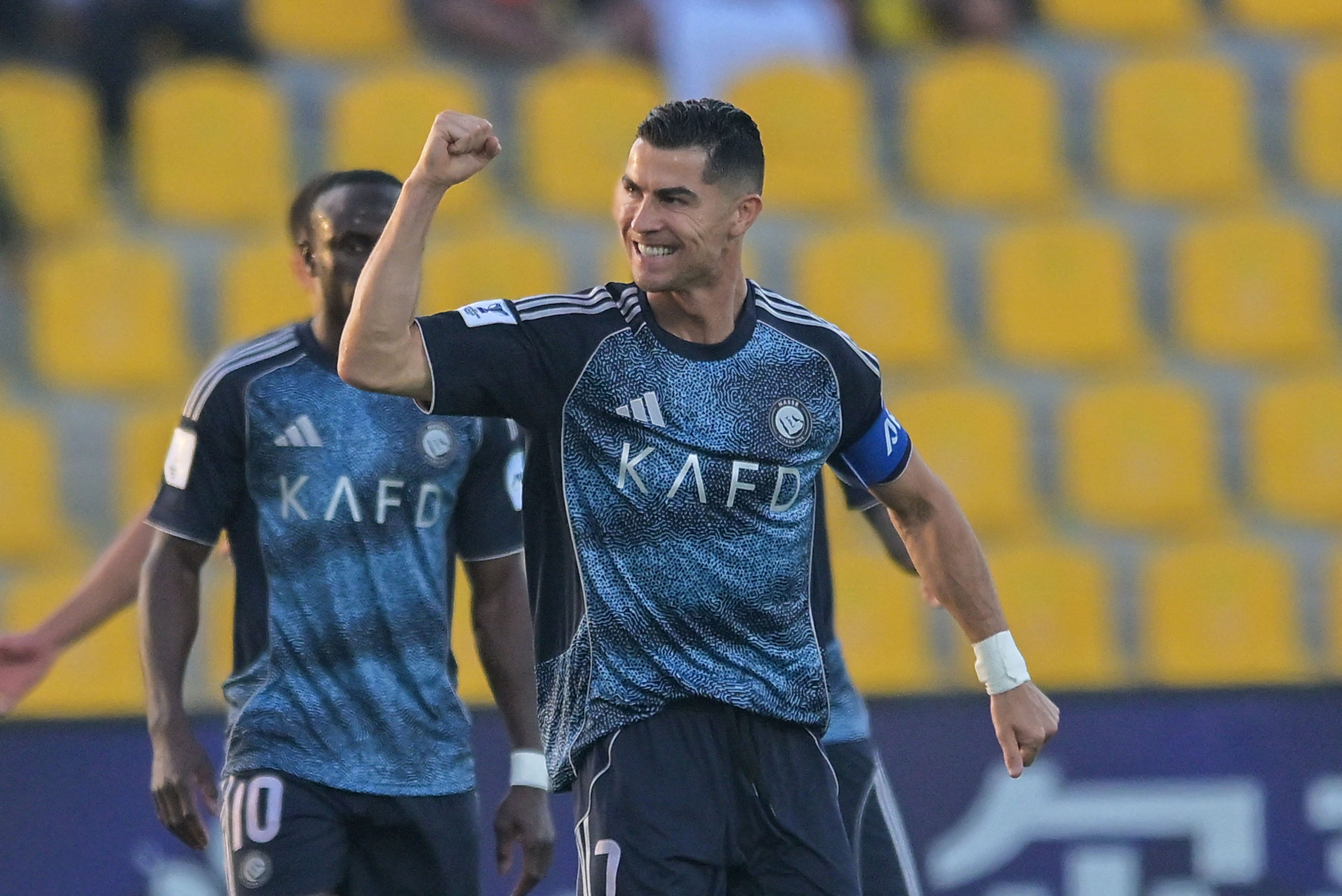 Soccer Football - Asian Champions League Two - Quarter Final - Al Wasl v Al Nassr - Zabeel Stadium, Dubai, United Arab Emirates - April 19, 2026 Al Nassr's Cristiano Ronaldo celebrates scoring their first goal REUTERS/Waleed Zein