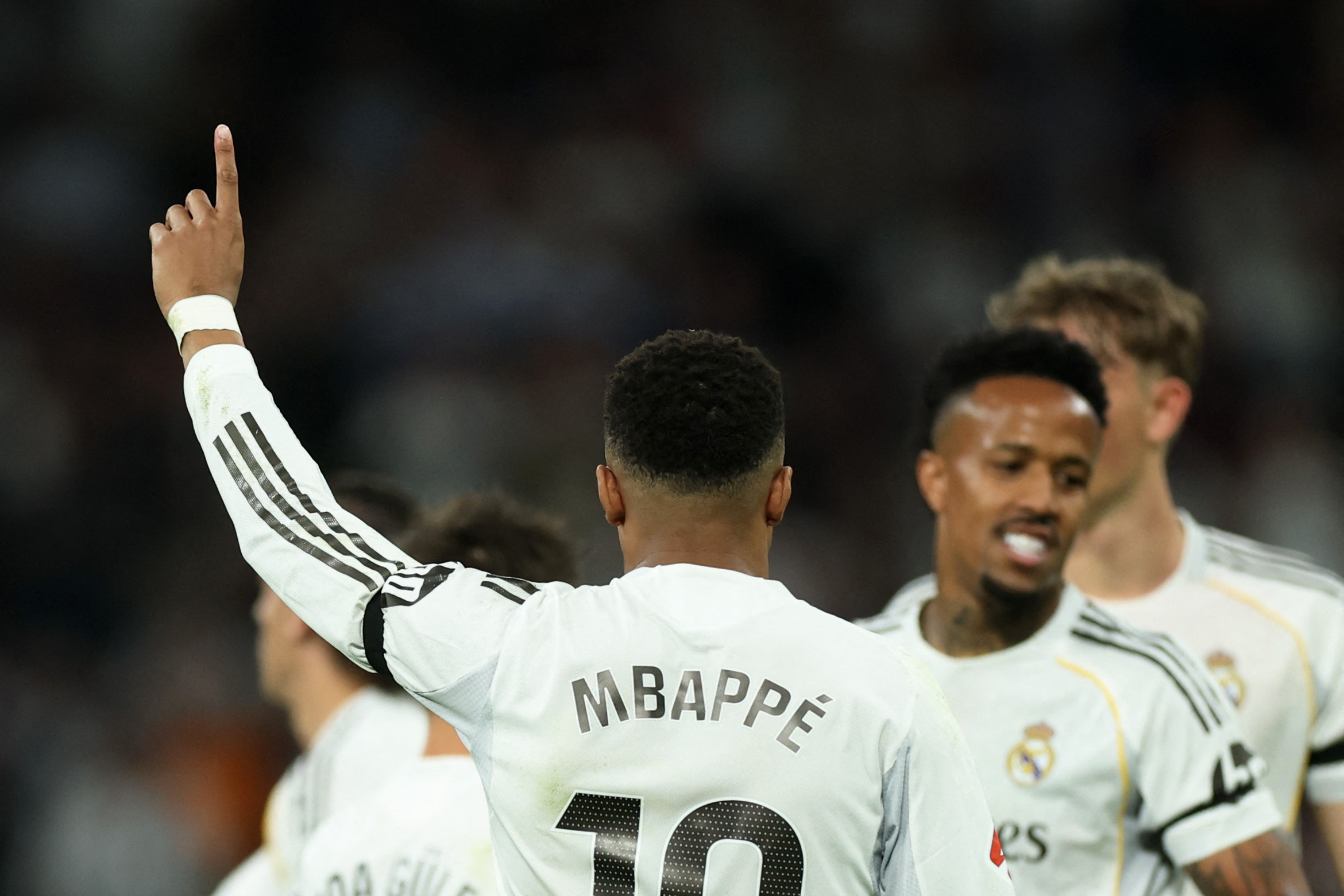 2026-04-Soccer Football - LaLiga - Real Madrid v Deportivo Alaves - Santiago Bernabeu, Madrid, Spain - April 21, 2026 Real Madrid's Kylian Mbappe celebrates scoring their first goal REUTERS/Isabel Infantes-SPAIN-RMA-ALA