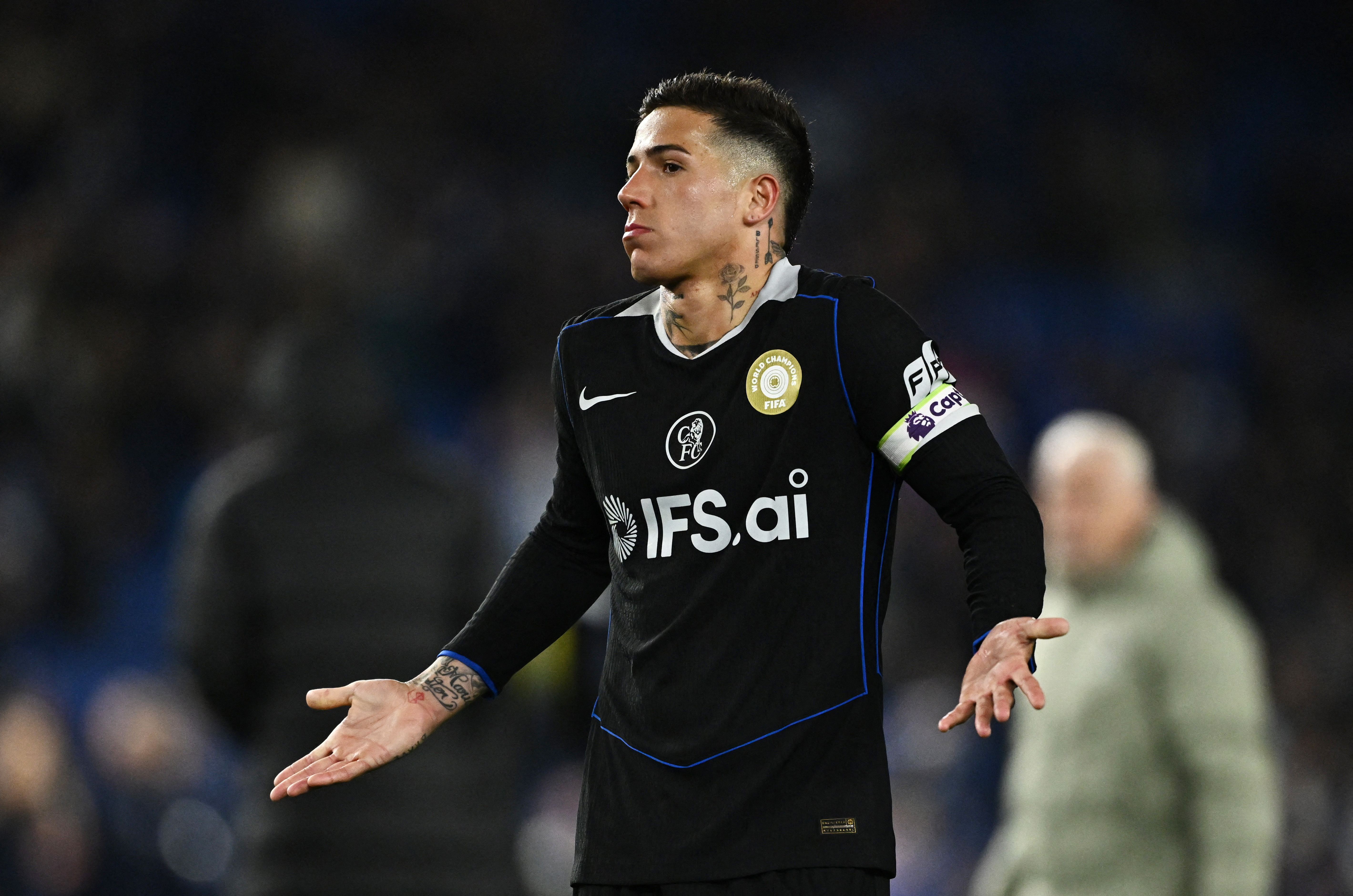 Soccer Football - Premier League - Brighton & Hove Albion v Chelsea - The American Express Community Stadium, Brighton, Britain - April 21, 2026 Chelsea's Enzo Fernandez looks dejected after the match REUTERS/Dylan Martinez EDITORIAL USE ONLY. NO USE WITH