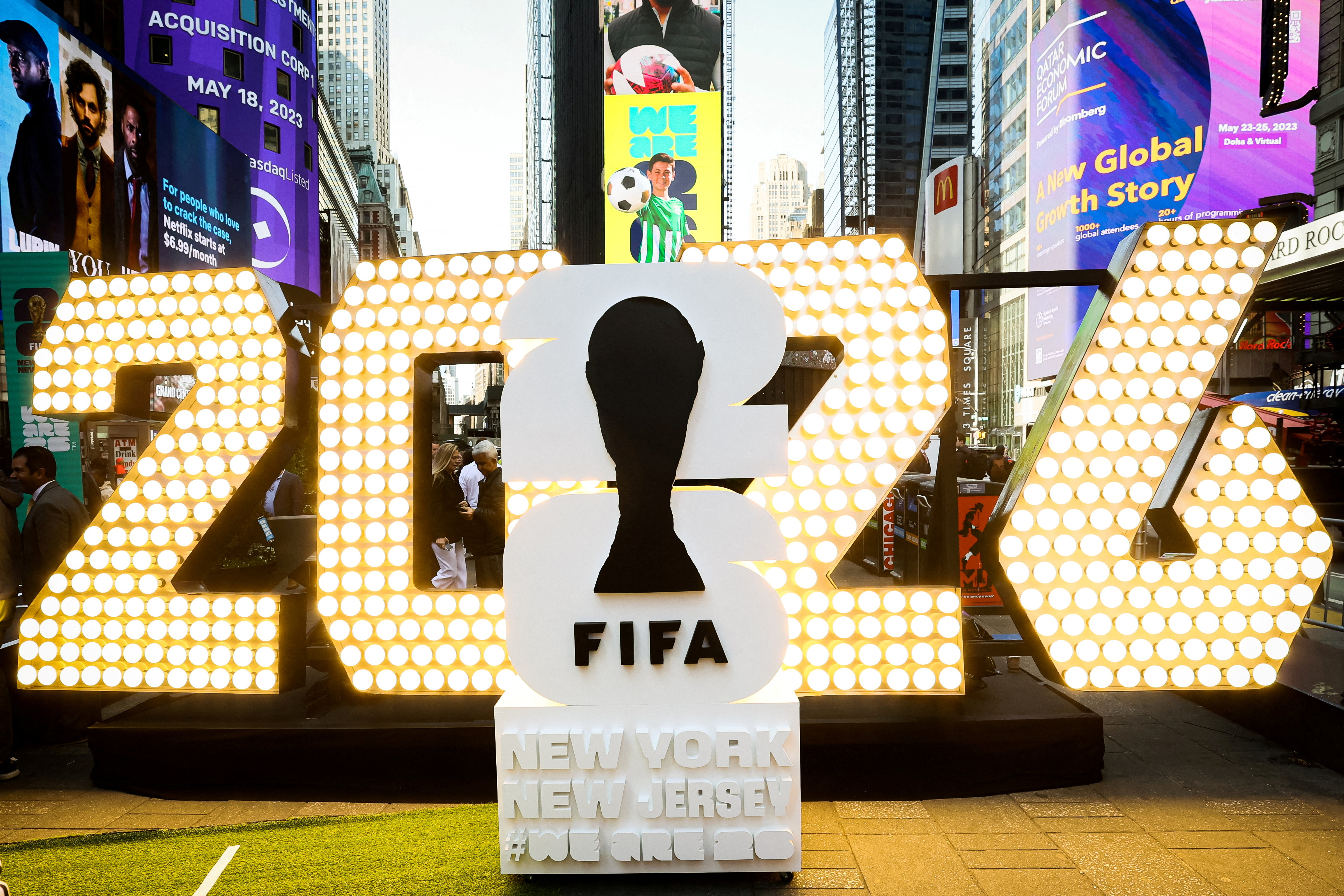 FILE PHOTO: The New York/New Jersey's FIFA World Cup 2026 logo is revealed dur