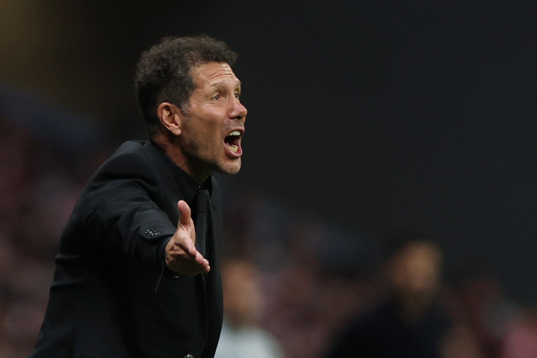 Soccer Football - UEFA Champions League - Semi Final - First Leg - Atletico Madrid v Arsenal - Riyadh Air Metropolitano, Madrid, Spain - April 29, 2026 Atletico Madrid coach Diego Simeone reacts REUTERS/Isabel Infantes