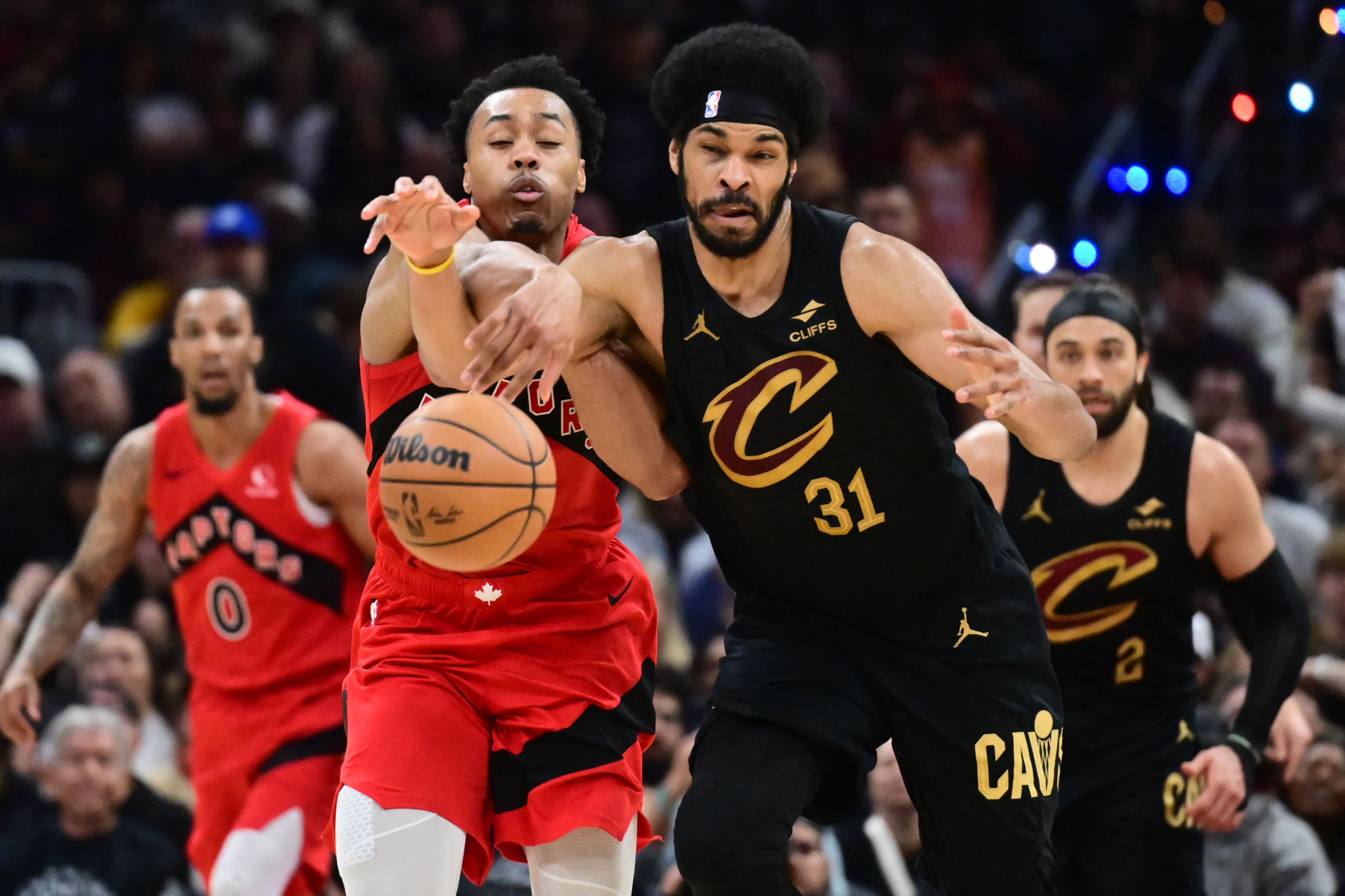 May 3, 2026; Cleveland, Ohio, USA; Toronto Raptors forward Scottie Barnes (4) goes
