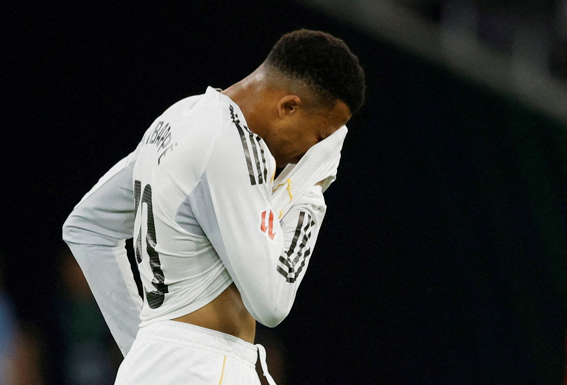 FILE PHOTO: Soccer Football - LaLiga - Real Betis v Real Madrid - Estadio de La Cartuja, Seville, Spain - April 24, 2026 Real Madrid's Kylian Mbappe reacts REUTERS/Marcelo Del Pozo/File Photo