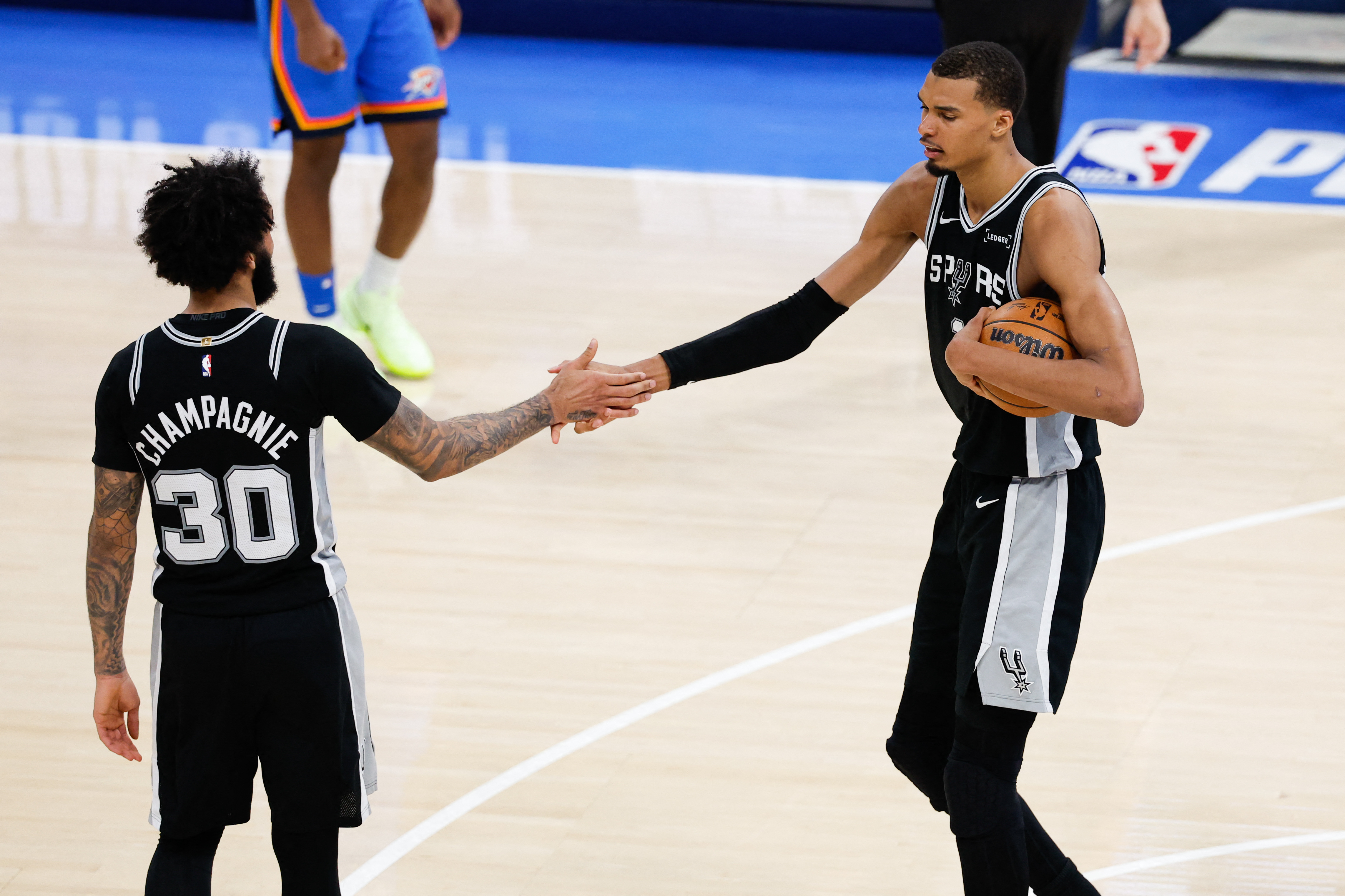 May 18, 2026; Oklahoma City, Oklahoma, USA; San Antonio Spurs center Victor