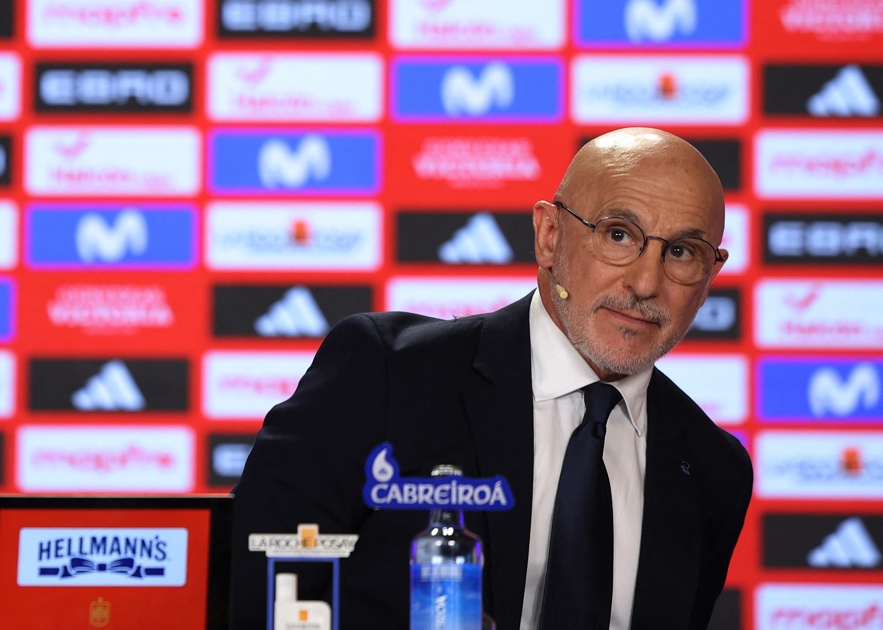 Soccer Football - FIFA World Cup 2026 - Luis de la Fuente announces Spain squad - Edificio Telefonica, Madrid, Spain - May 25, 2026 Spain coach Luis de la Fuente during the press conference REUTERS/Kacper Pempel