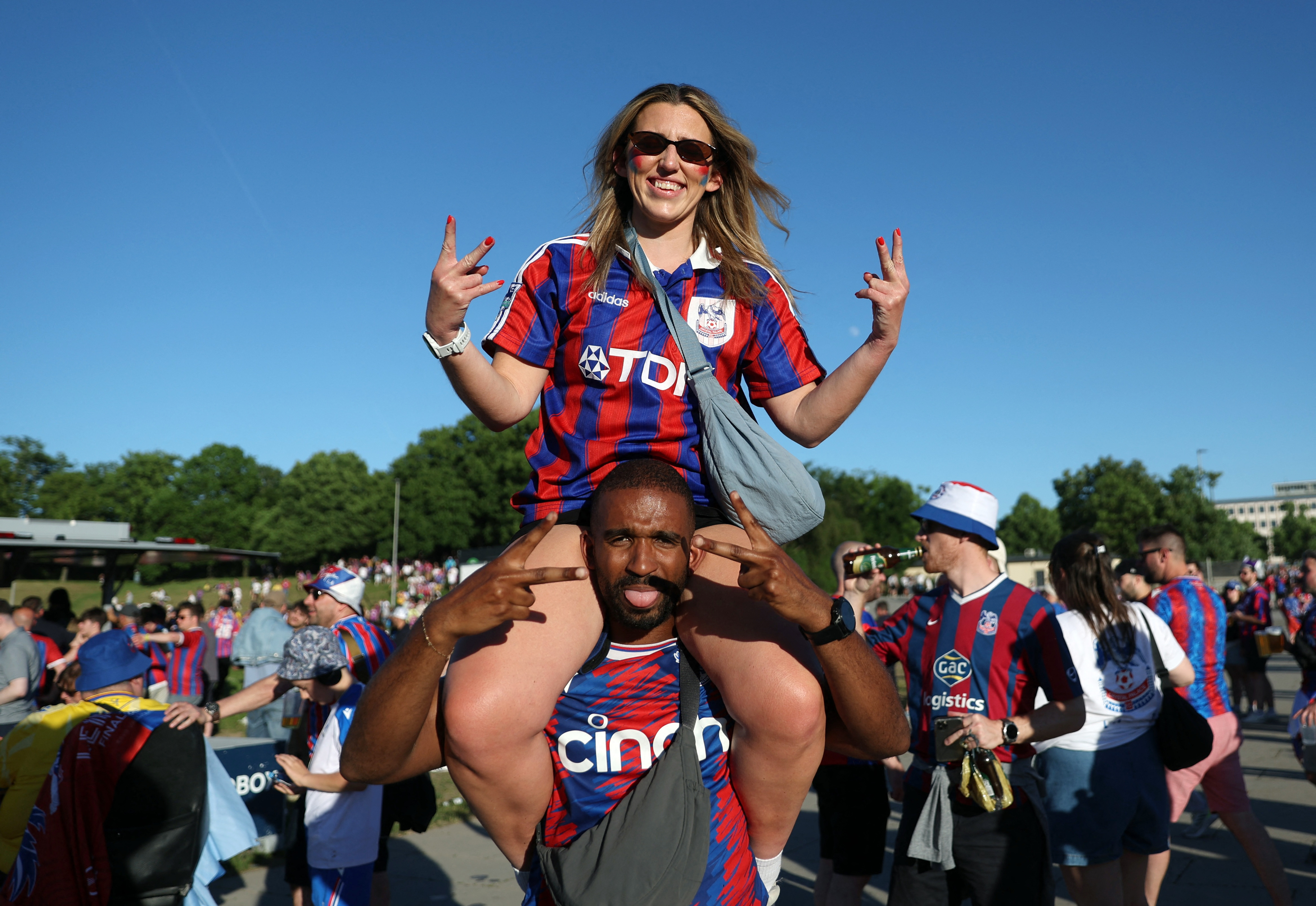 Soccer Football - UEFA Conference League - Final - Crystal Palace v Rayo Vallecano - Leipzig, Germany - May 27, 2026 General view of Crystal Palace fans before the match REUTERS/Maryam Majd