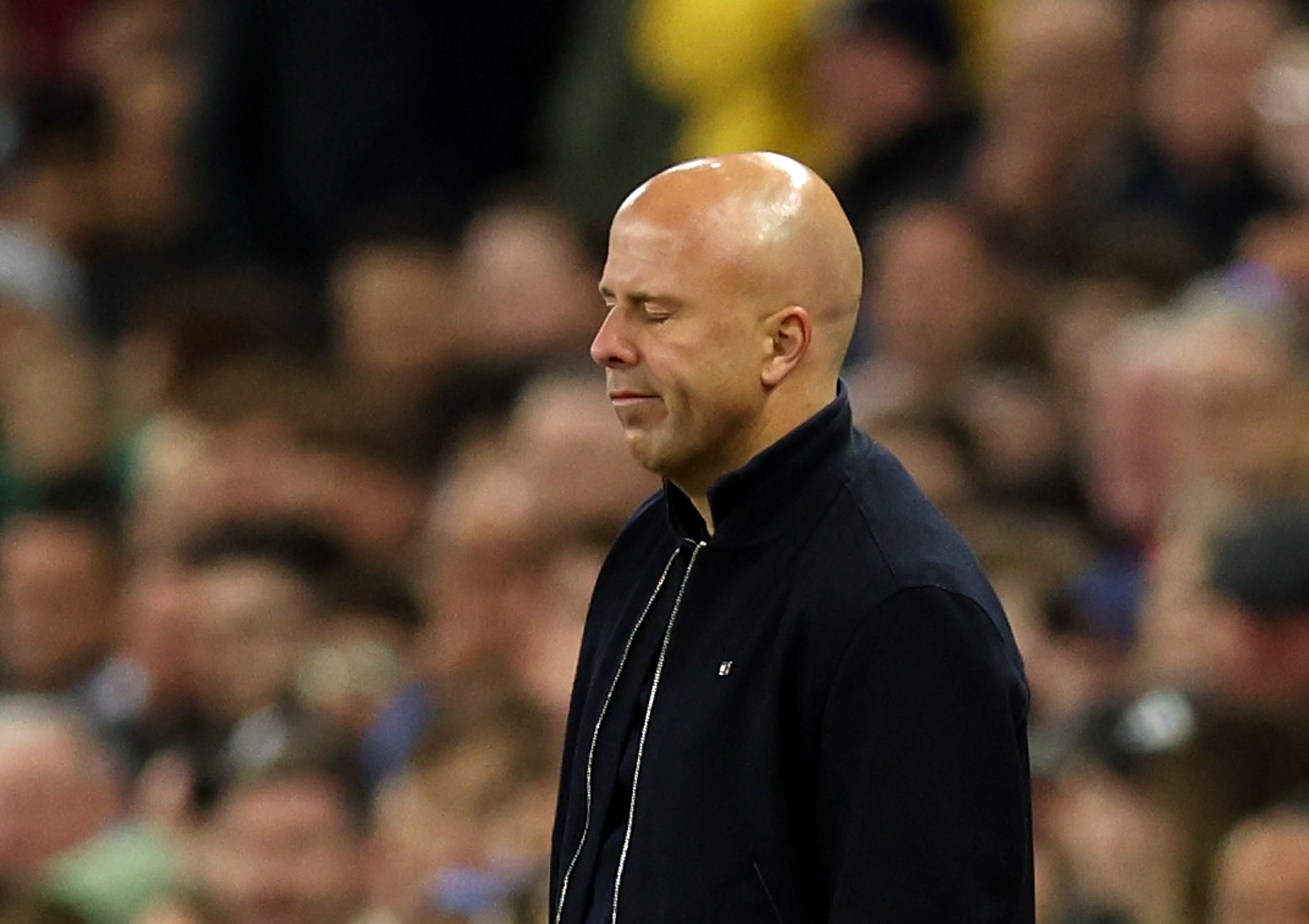 Soccer Football - Premier League - Aston Villa v Liverpool - Villa Park, Birmingham, Britain - May 15, 2026 Liverpool manager Arne Slot looks dejected REUTERS/Chris Radburn EDITORIAL USE ONLY. NO USE WITH UNAUTHORIZED AUDIO, VIDEO, DATA, FIXTURE LISTS, CL
