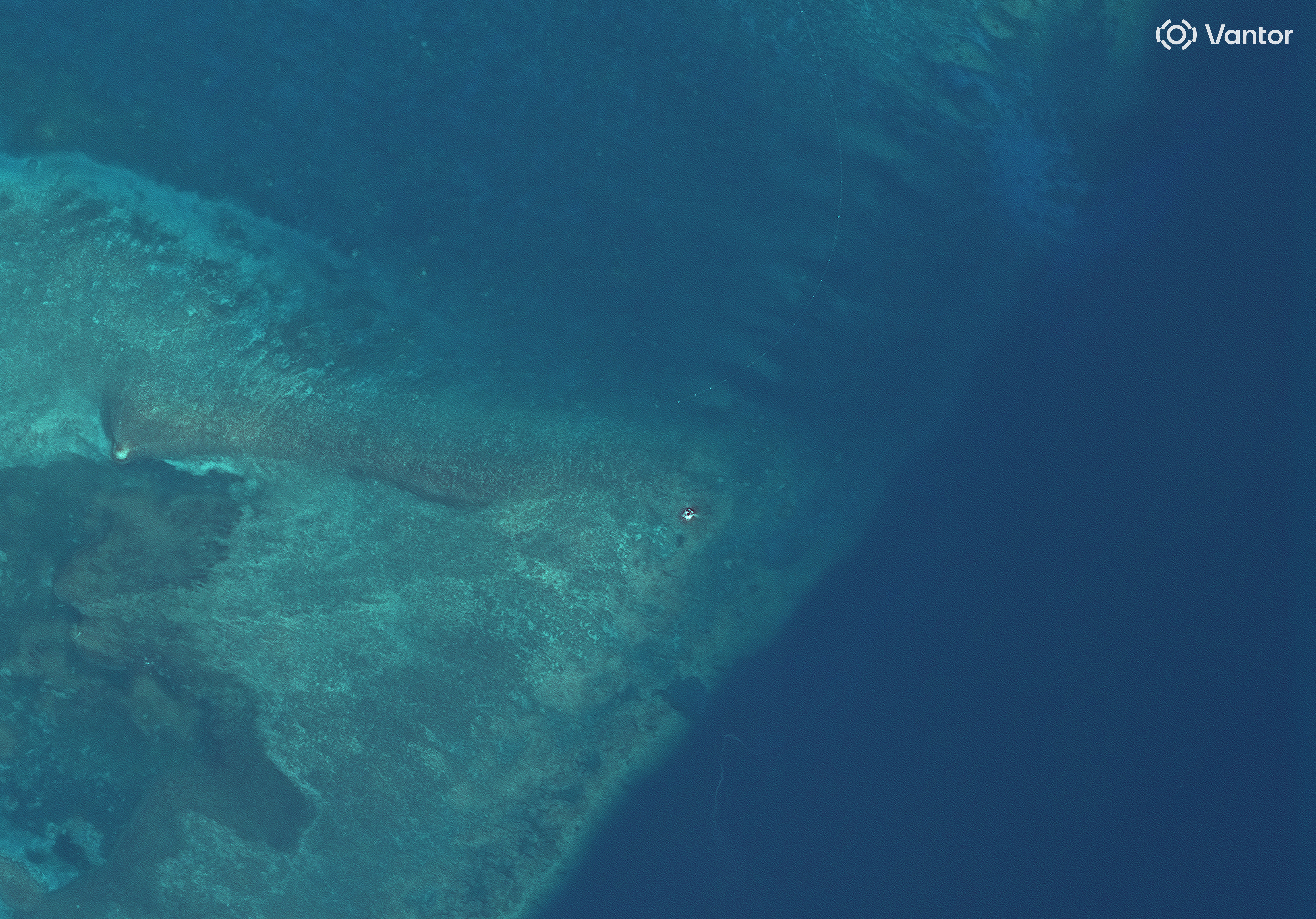A satellite image shows a possible raft at the opening to Scarborough Shoal, in the South China Sea, May 27, 2026. Vantor/Handout via REUTERS    THIS IMAGE HAS BEEN SUPPLIED BY A THIRD PARTY. NO RESALES. NO ARCHIVES. MANDATORY CREDIT. DO NOT OBSCURE LOGO.