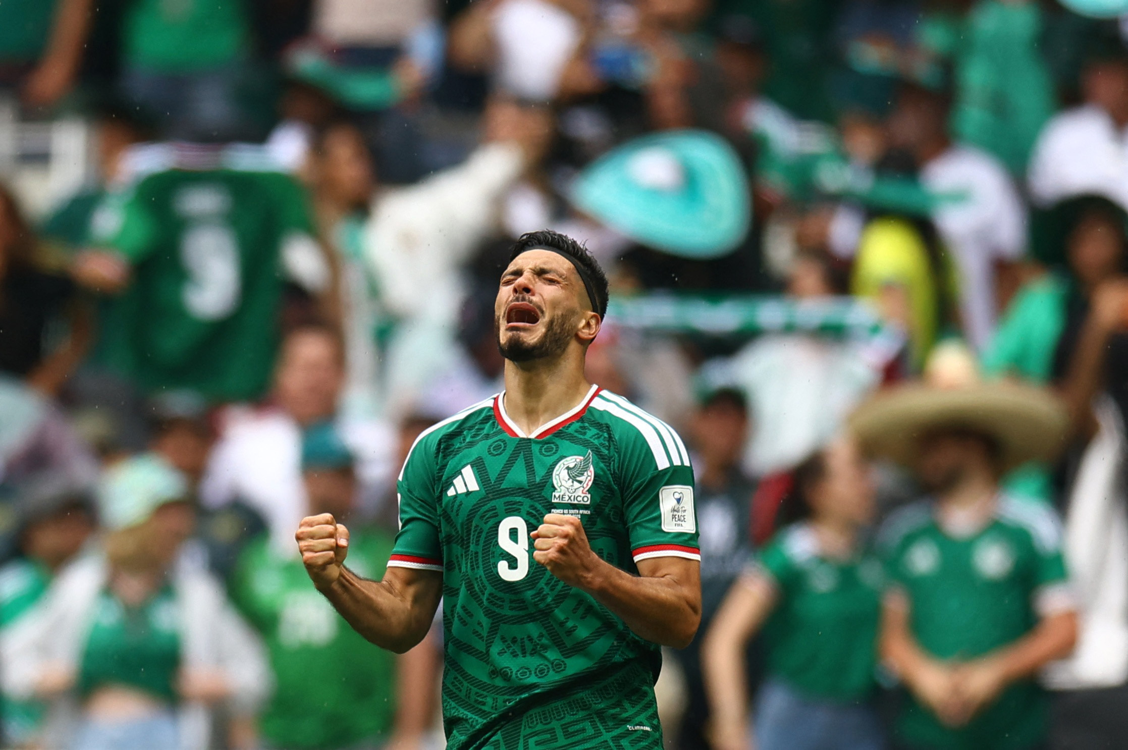 Soccer Football - FIFA World Cup 2026 - Group A - Mexico v South Africa - Estadio Azteca, Mexico City, Mexico - June 11, 2026 Mexico's Raul Jimenez celebrates scoring their second goal REUTERS/Hannah Mckay