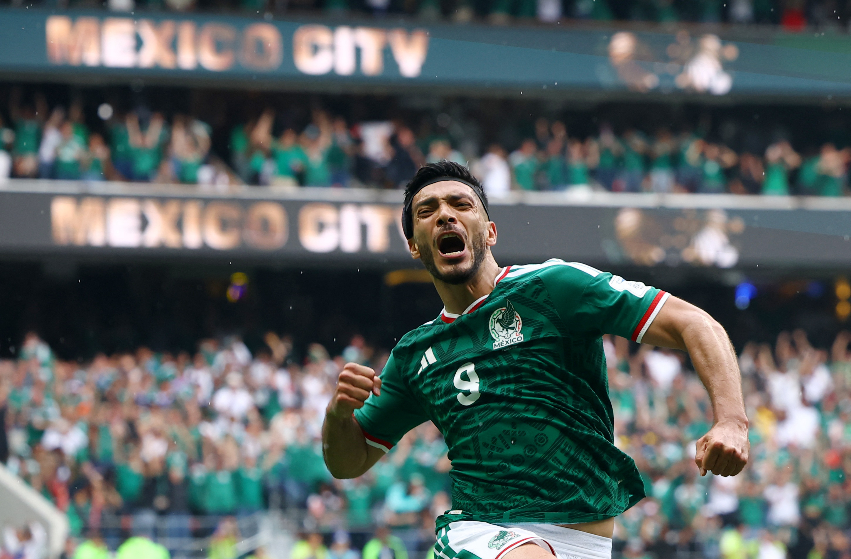Soccer Football - FIFA World Cup 2026 - Group A - Mexico v South Africa - Estadio Azteca, Mexico City, Mexico - June 11, 2026 Mexico's Raul Jimenez celebrates scoring their second goal REUTERS/Pawel Kopczynski