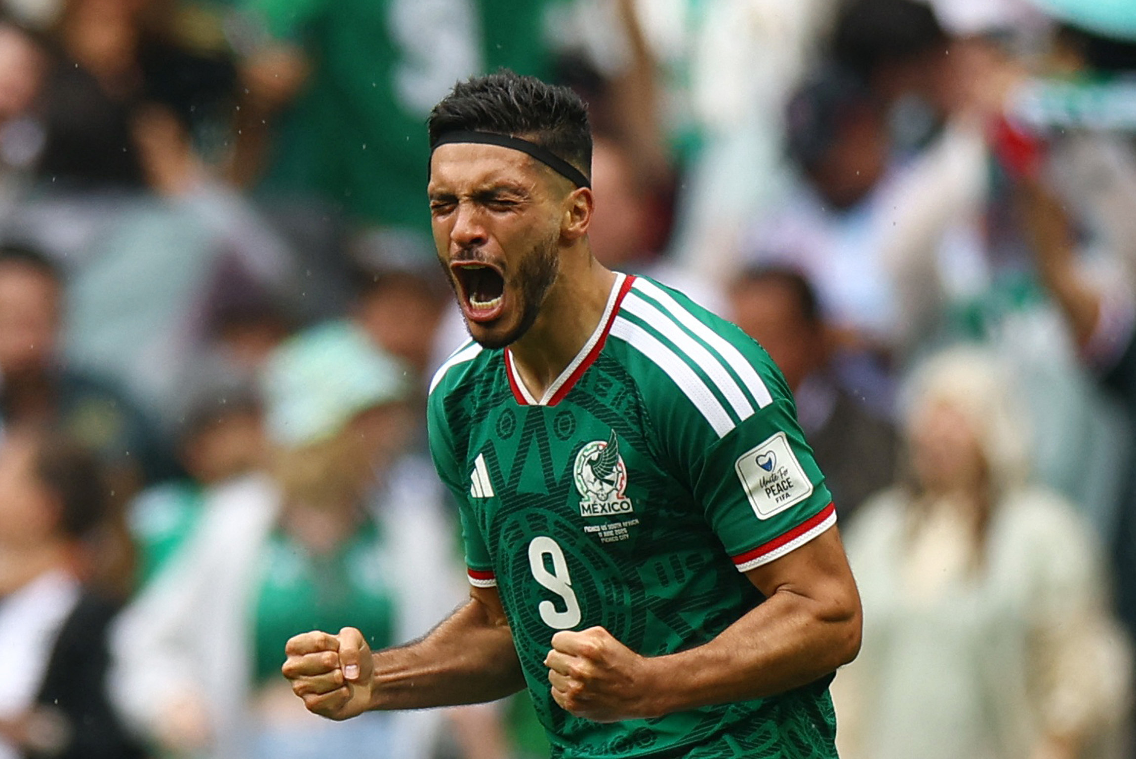Soccer Football - FIFA World Cup 2026 - Group A - Mexico v South Africa - Estadio Azteca, Mexico City, Mexico - June 11, 2026 Mexico's Raul Jimenez celebrates scoring their second goal REUTERS/Hannah Mckay