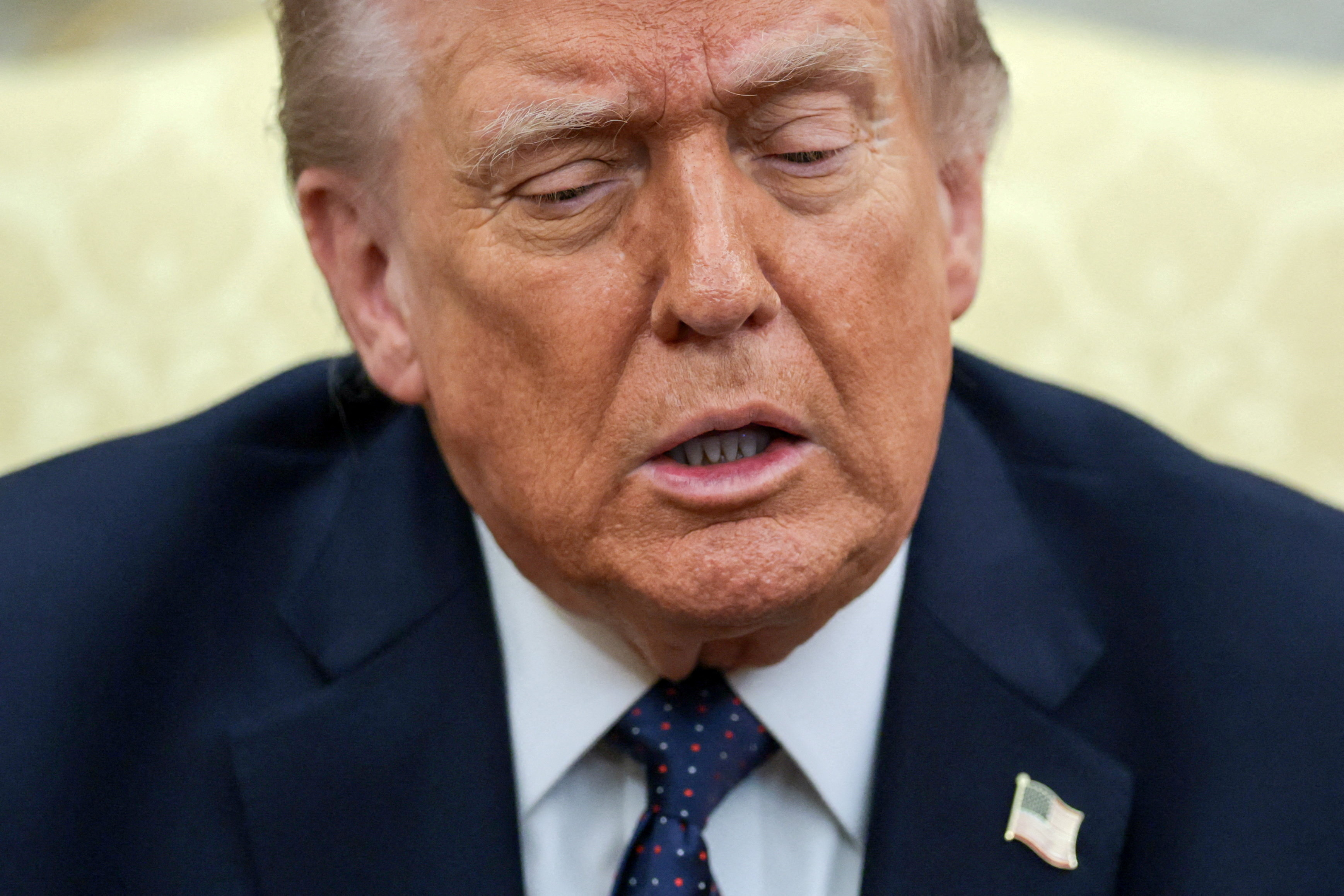 FILE PHOTO: U.S. President Donald Trump speaks as he meets with German Chancellor Friedrich Merz (not pictured) in the Oval Office at the White House in Washington, D.C., U.S., March 3, 2026. REUTERS/Jonathan Ernst/File Photo