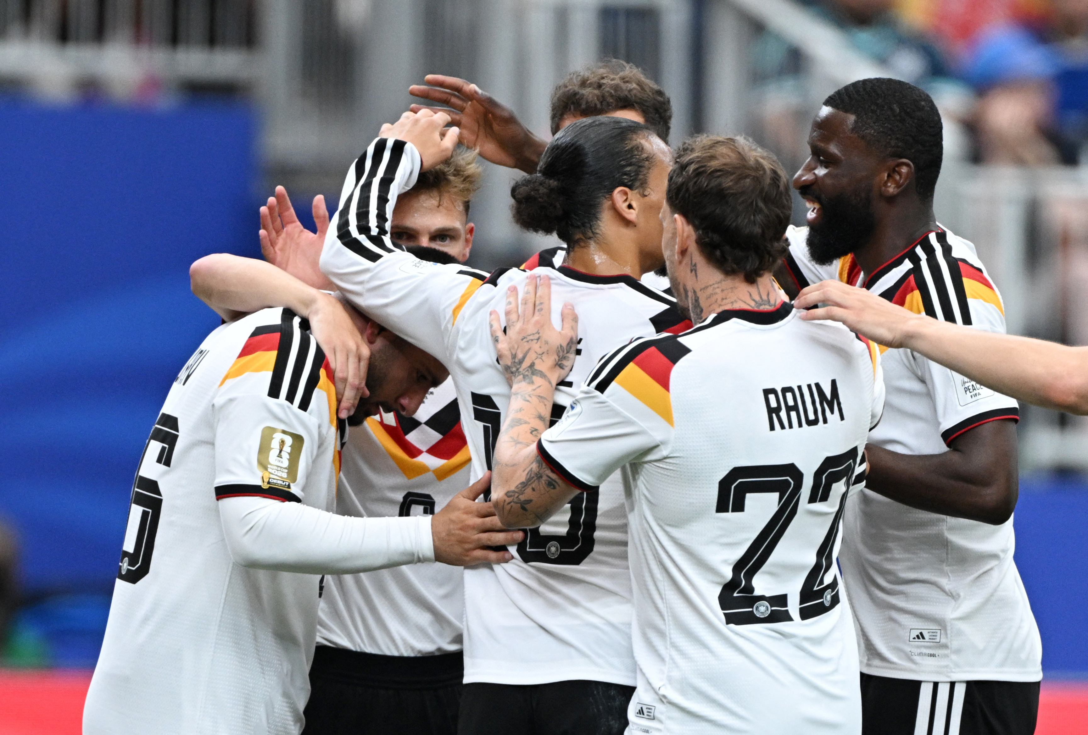 2026-06-Soccer Football - FIFA World Cup 2026 - Group E - Germany v Curacao - Houston Stadium, Houston, Texas, U.S. - June 14, 2026 Germany's Deniz Undav celebrates scoring their sixth goal with teammates REUTERS/Annegret Hilse-WORLDCUP-GER-CUW.JPG