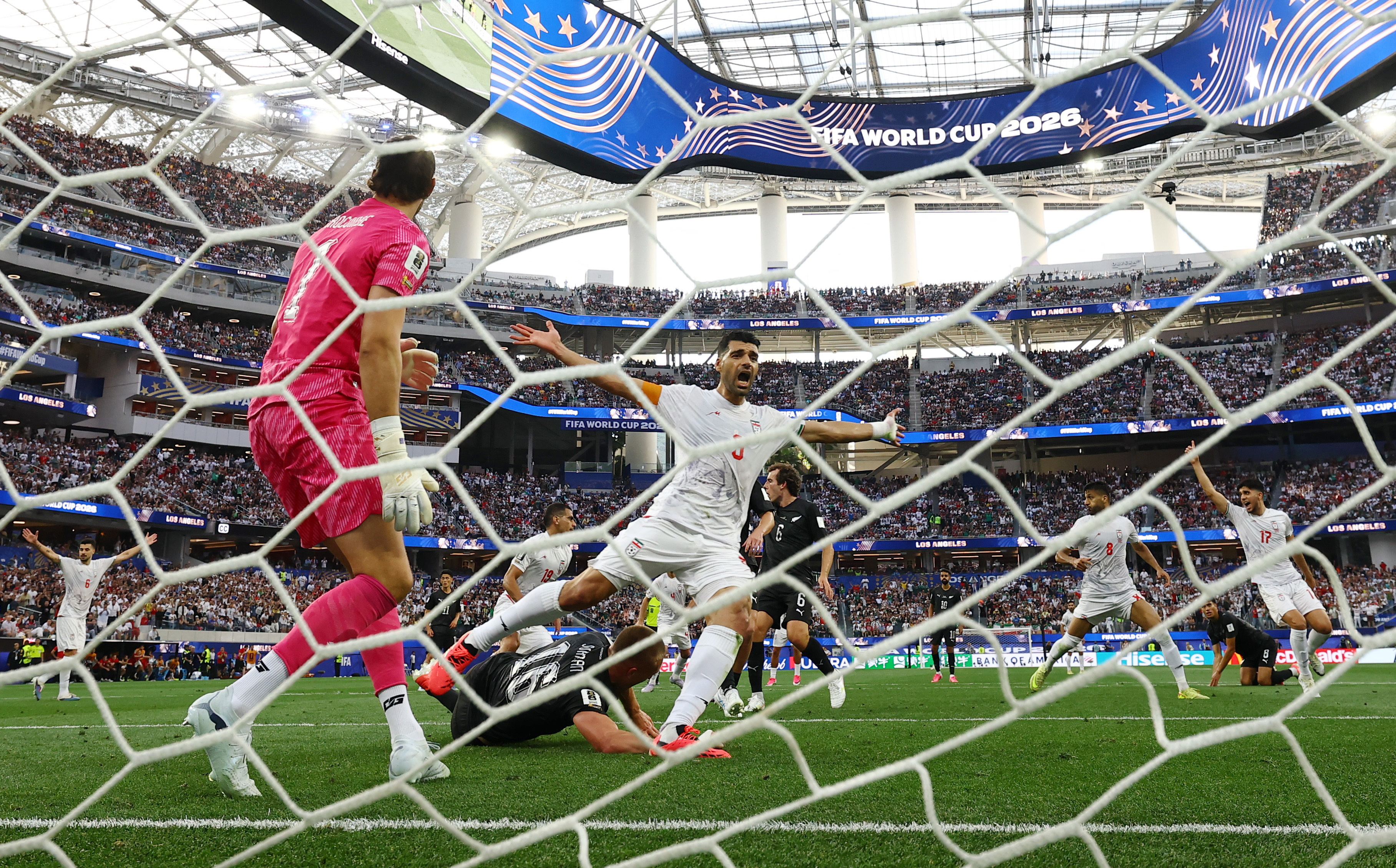 Soccer Football - FIFA World Cup 2026 - Group G - Iran v New Zealand - Los Angeles Stadium, Inglewood, California, U.S. - June 15, 2026 Iran's Mehdi Taremi reacts after New Zealand's Elijah Just scores their second goal REUTERS/Matthew Childs