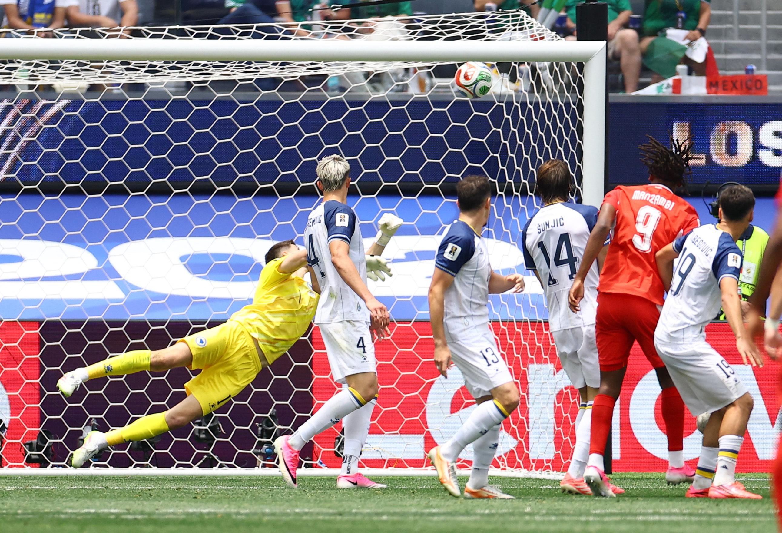 Soccer Football - FIFA World Cup 2026 - Group B - Switzerland v Bosnia and Herzegovina - Los Angeles Stadium, Inglewood, California, U.S. - June 18, 2026 Switzerland's Johan Manzambi scores their first goal REUTERS/Lisi Niesner