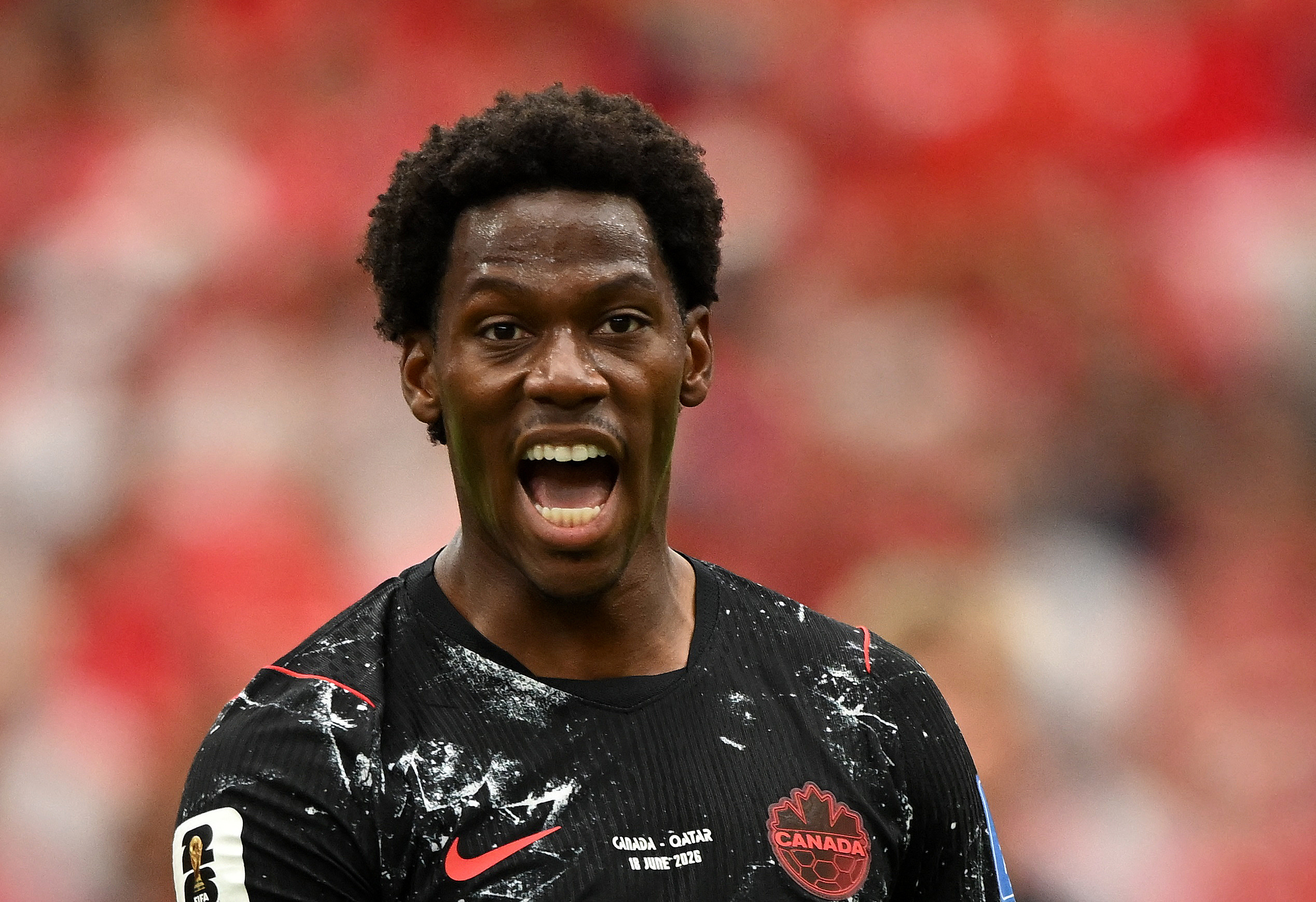 2026-06-Soccer Football - FIFA World Cup 2026 - Group B - Canada v Qatar - BC Place, Vancouver, Canada - June 18, 2026 Canada's Jonathan David reacts IMAGN IMAGES via Reuters/Anne-Marie Sorvin-WORLDCUP-CAN-QAT.JPG
