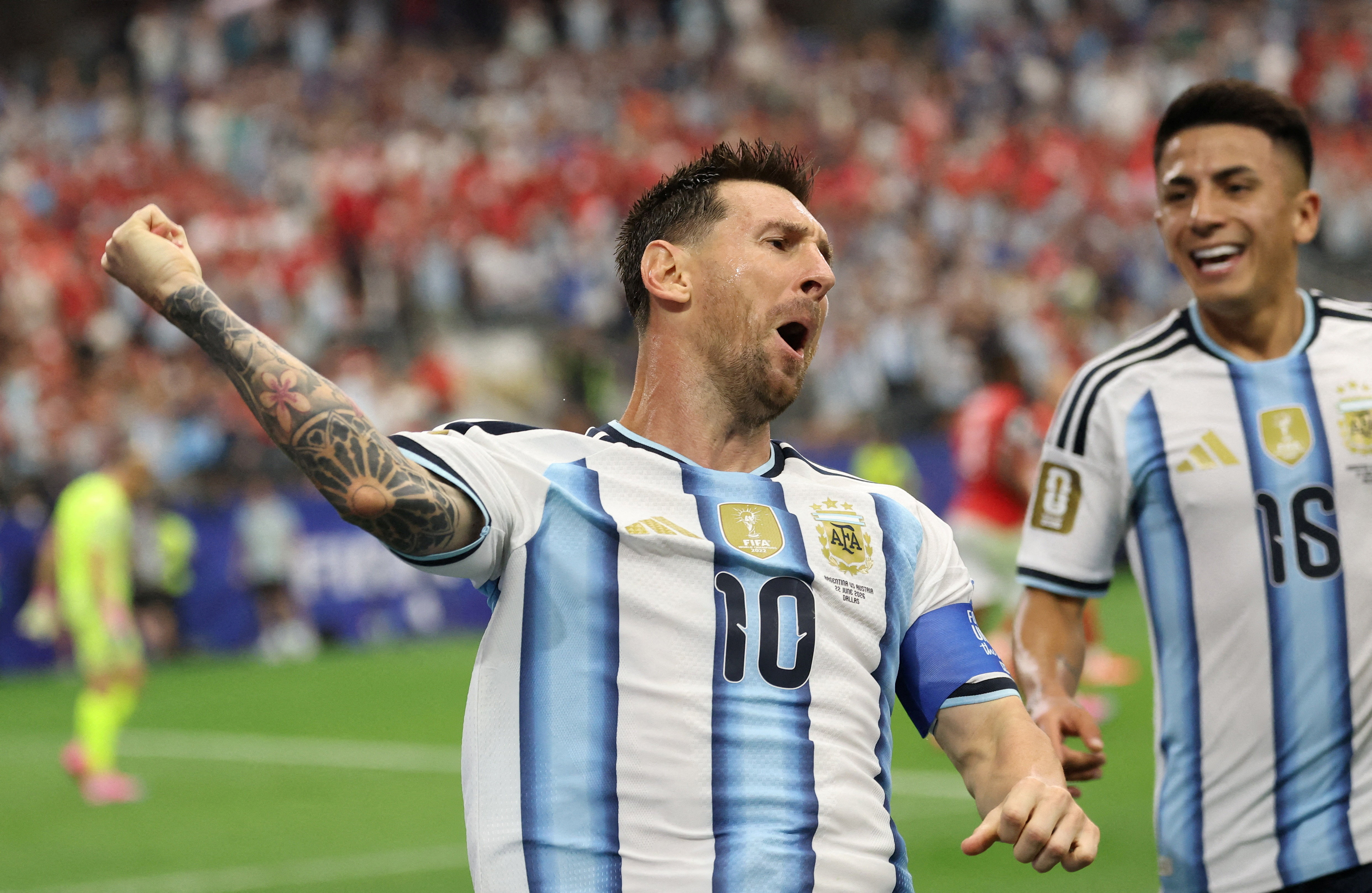 Soccer Football - FIFA World Cup 2026 - Group J - Argentina v Austria - Dallas Stadium, Arlington, Texas, U.S. - June 22, 2026 Argentina's Lionel Messi celebrates scoring their first goal IMAGN IMAGES via Reuters/Troy Taormina     TPX IMAGES OF THE DAY