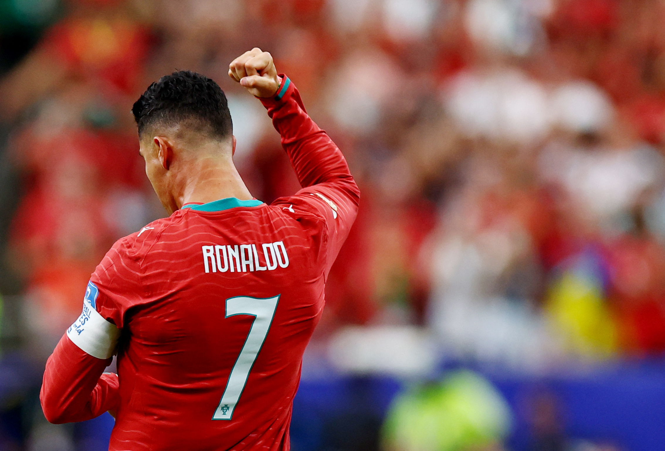 Soccer Football - FIFA World Cup 2026 - Group K - Portugal v Uzbekistan - Houston Stadium, Houston, Texas, U.S. - June 23, 2026 Portugal's Cristiano Ronaldo celebrates scoring their first goal REUTERS/Pedro Nunes