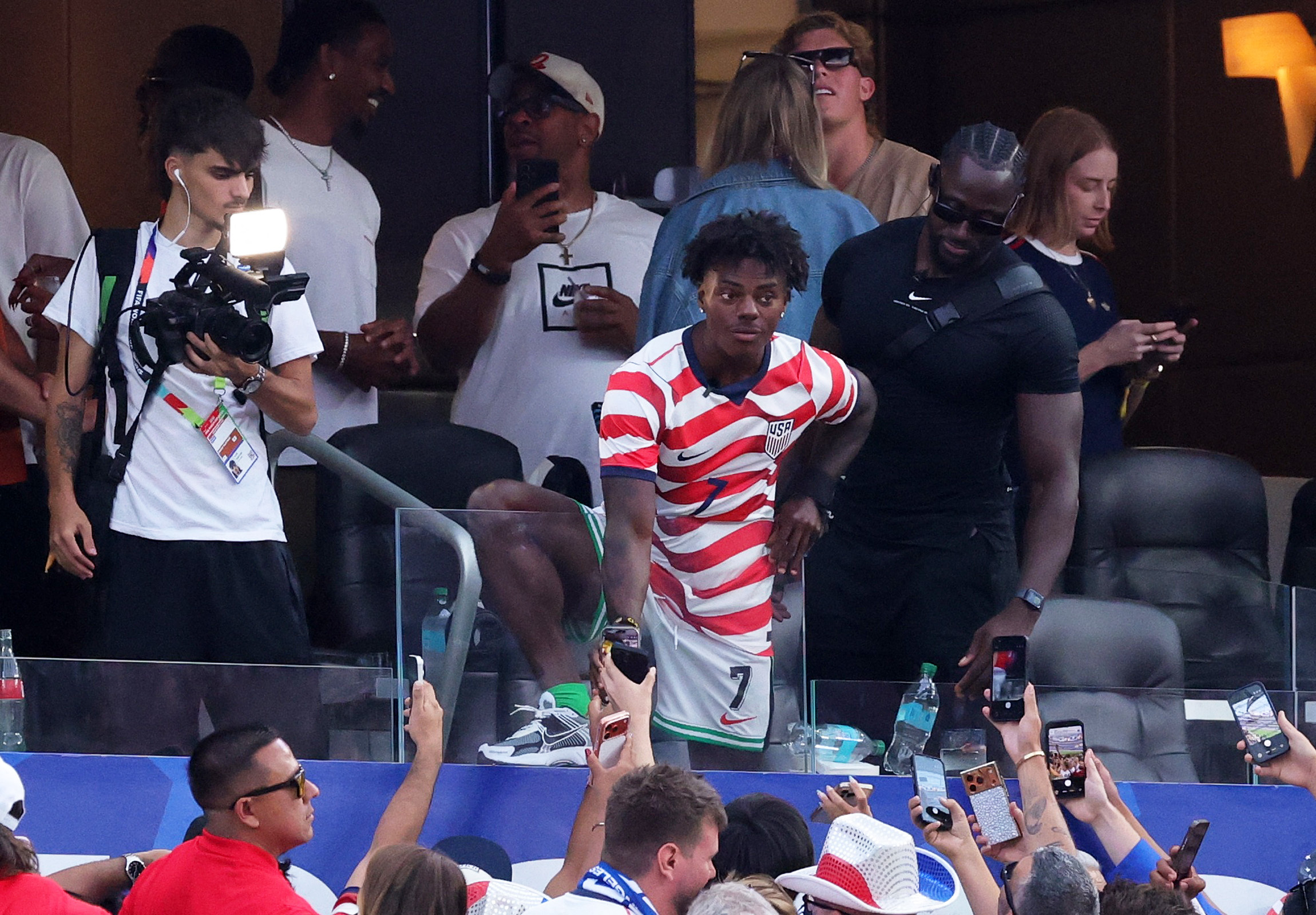 Soccer Football - FIFA World Cup 2026 - Group D - United States v Paraguay - Los Angeles Stadium, Inglewood, California, U.S. - June 12, 2026 Streamer IShowSpeed in the stands at half time REUTERS/Mario Anzuoni