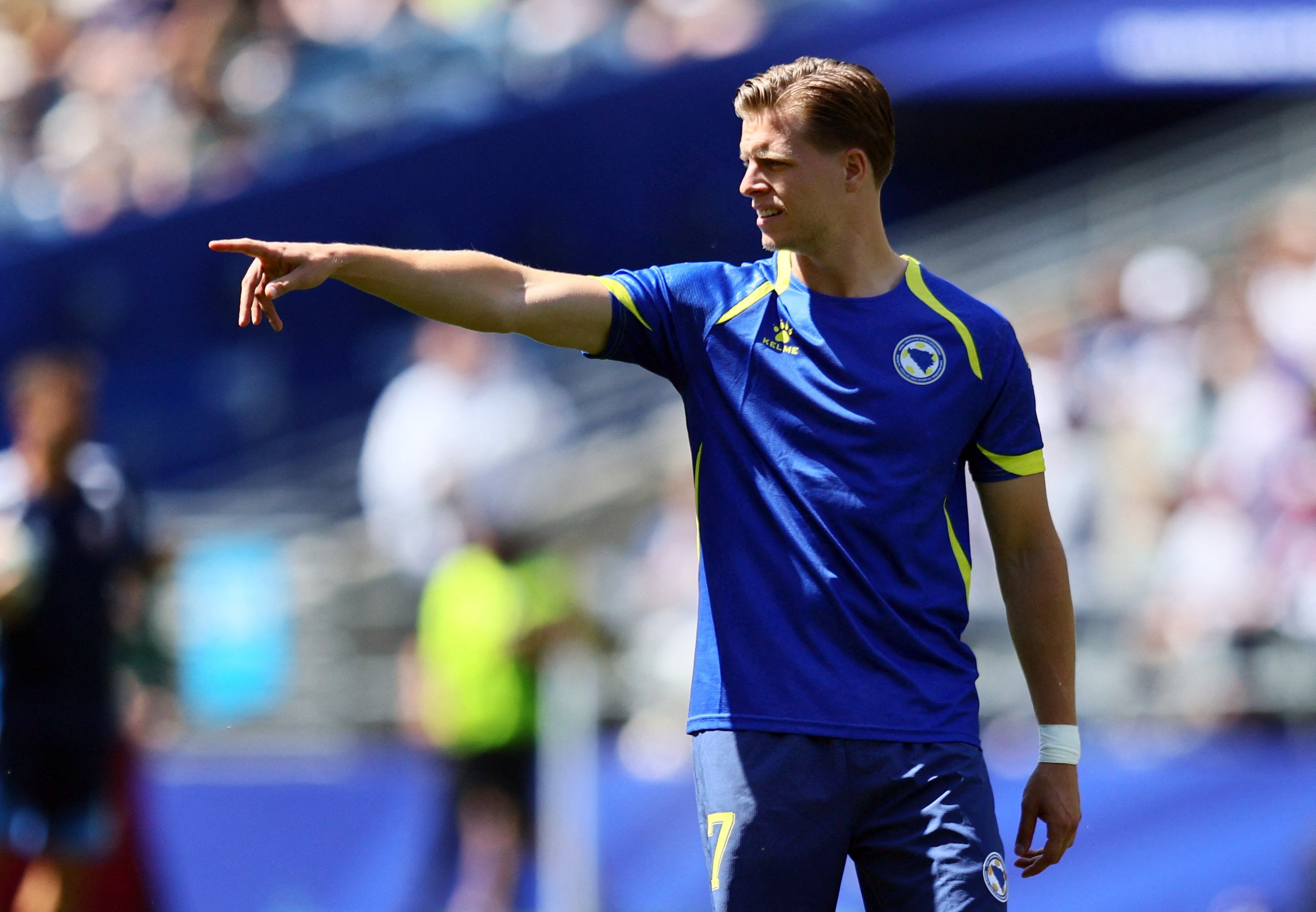 Soccer Football - FIFA World Cup 2026 - Group B - Bosnia and Herzegovina v Qatar - Seattle Stadium, Seattle, Washington, U.S. - June 24, 2026 Bosnia and Herzegovina's Dzenis Burnic during the warm up before the match IMAGN IMAGES via Reuters/Blake Dahlin