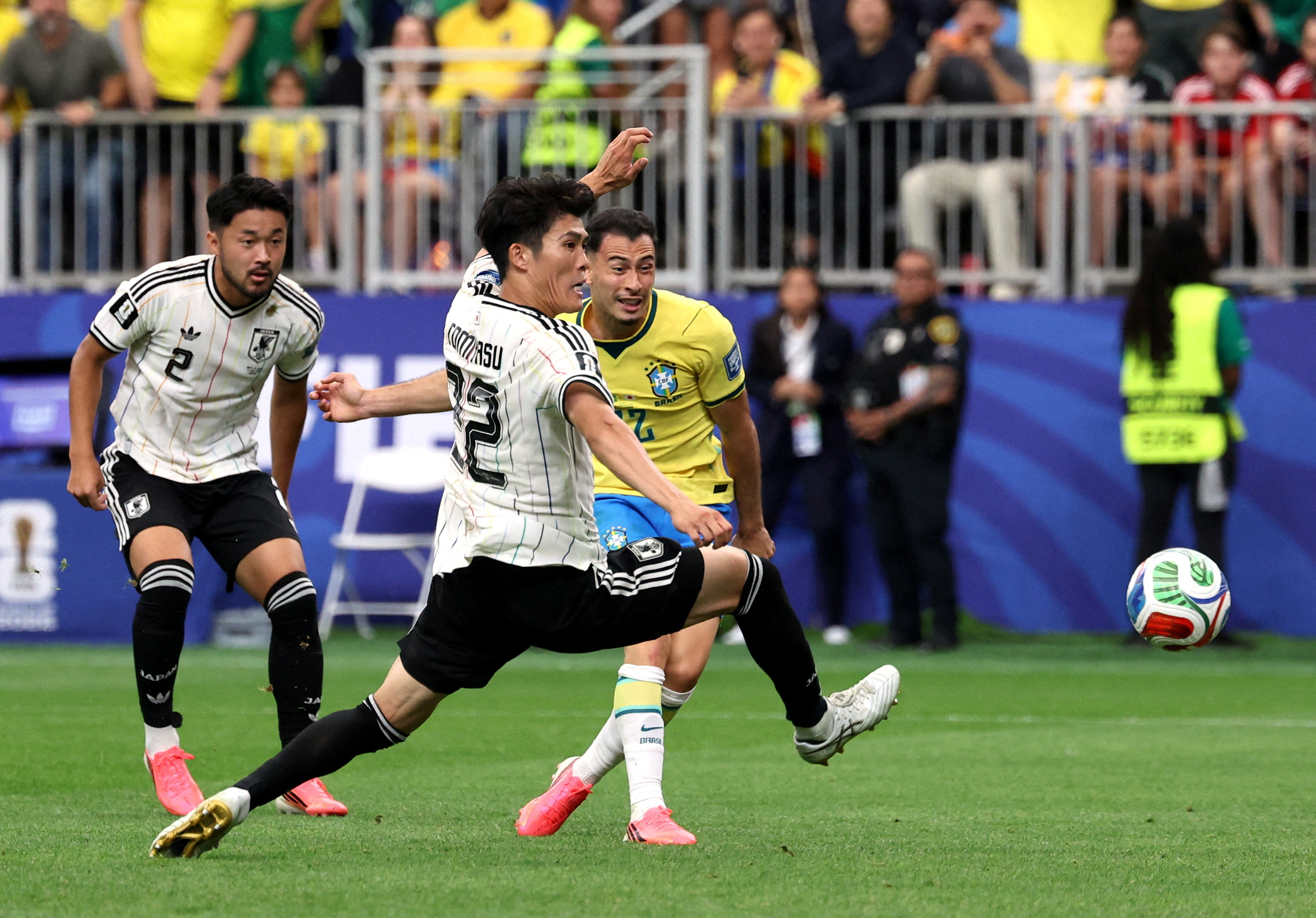 Soccer Football - FIFA World Cup 2026 - Round of 32 - Brazil v Japan - Houston Stadium, Houston, Texas, U.S. - June 29, 2026 Brazil's Gabriel Martinelli scores their second goal IMAGN IMAGES via Reuters/Troy Taormina     TPX IMAGES OF THE DAY