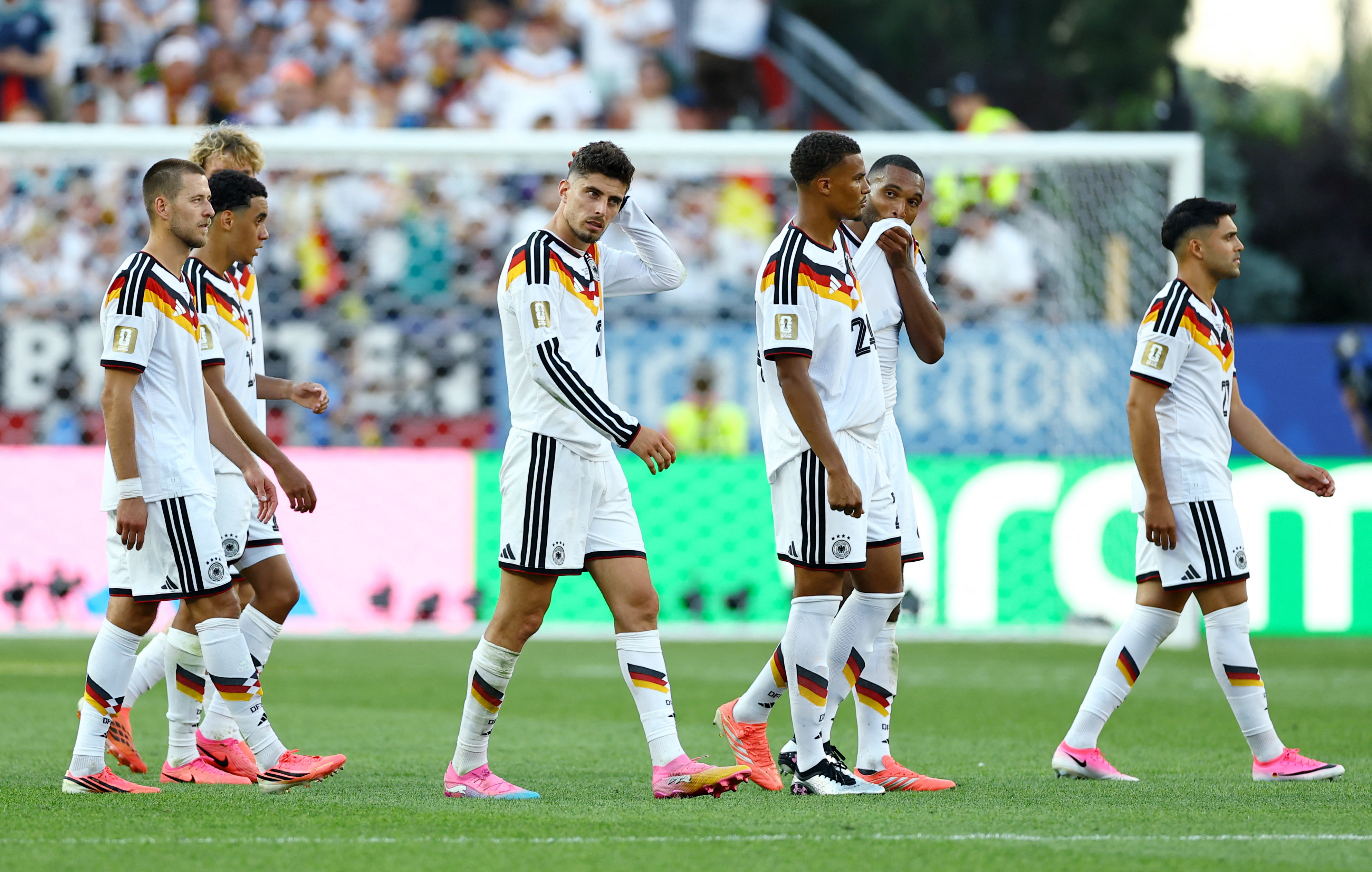 Soccer Football - FIFA World Cup 2026 - Round of 32 - Germany v Paraguay - Boston Stadium, Foxborough, Massachusetts, U.S. - June 29, 2026 Germany's Kai Havertz with teammates before the penalty shootout REUTERS/Peter Cziborra